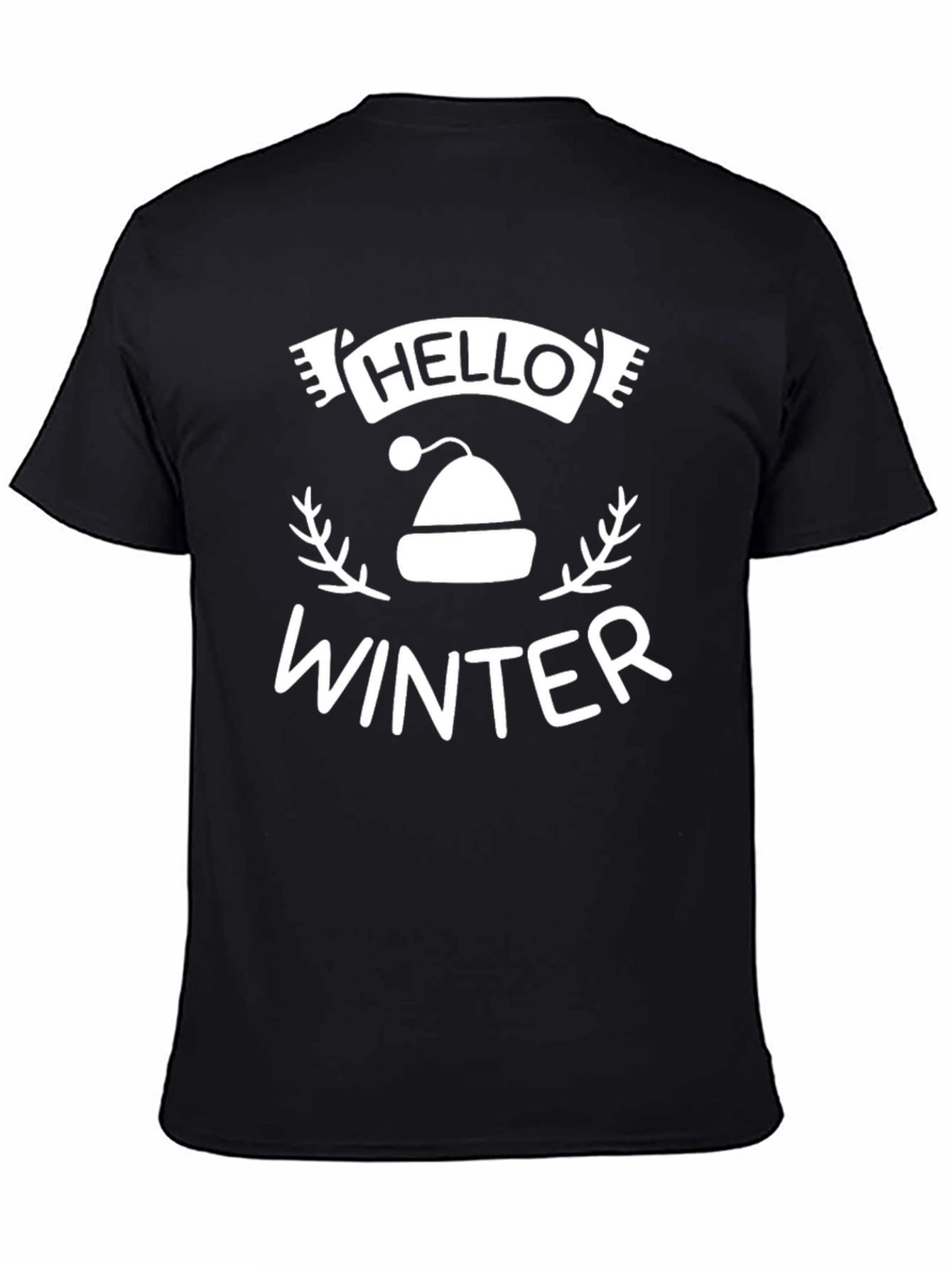 Black Hello Winter Graphic Tee - Black view 4