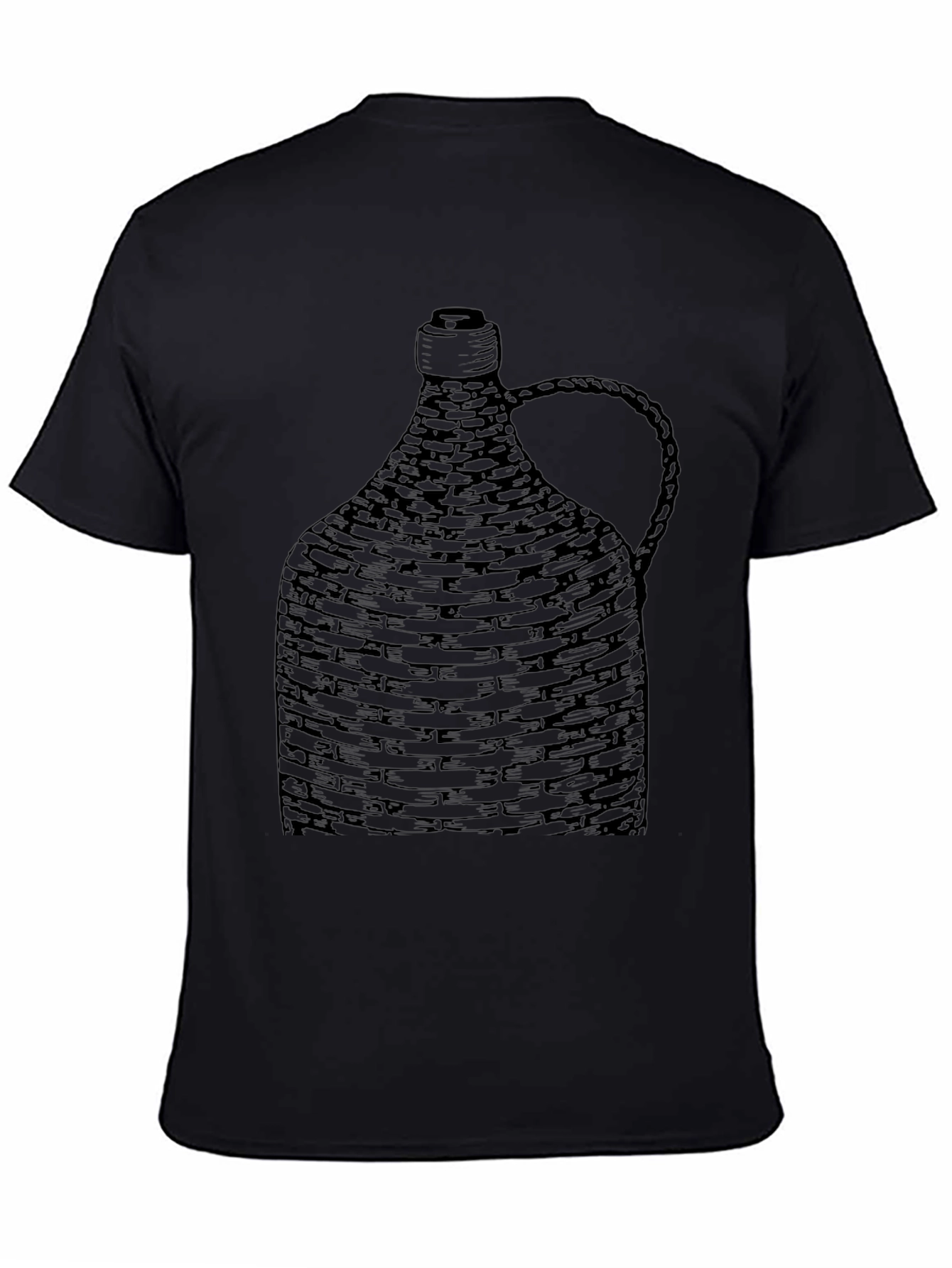 Black Woven Bottle Design Black T-Shirt view 4