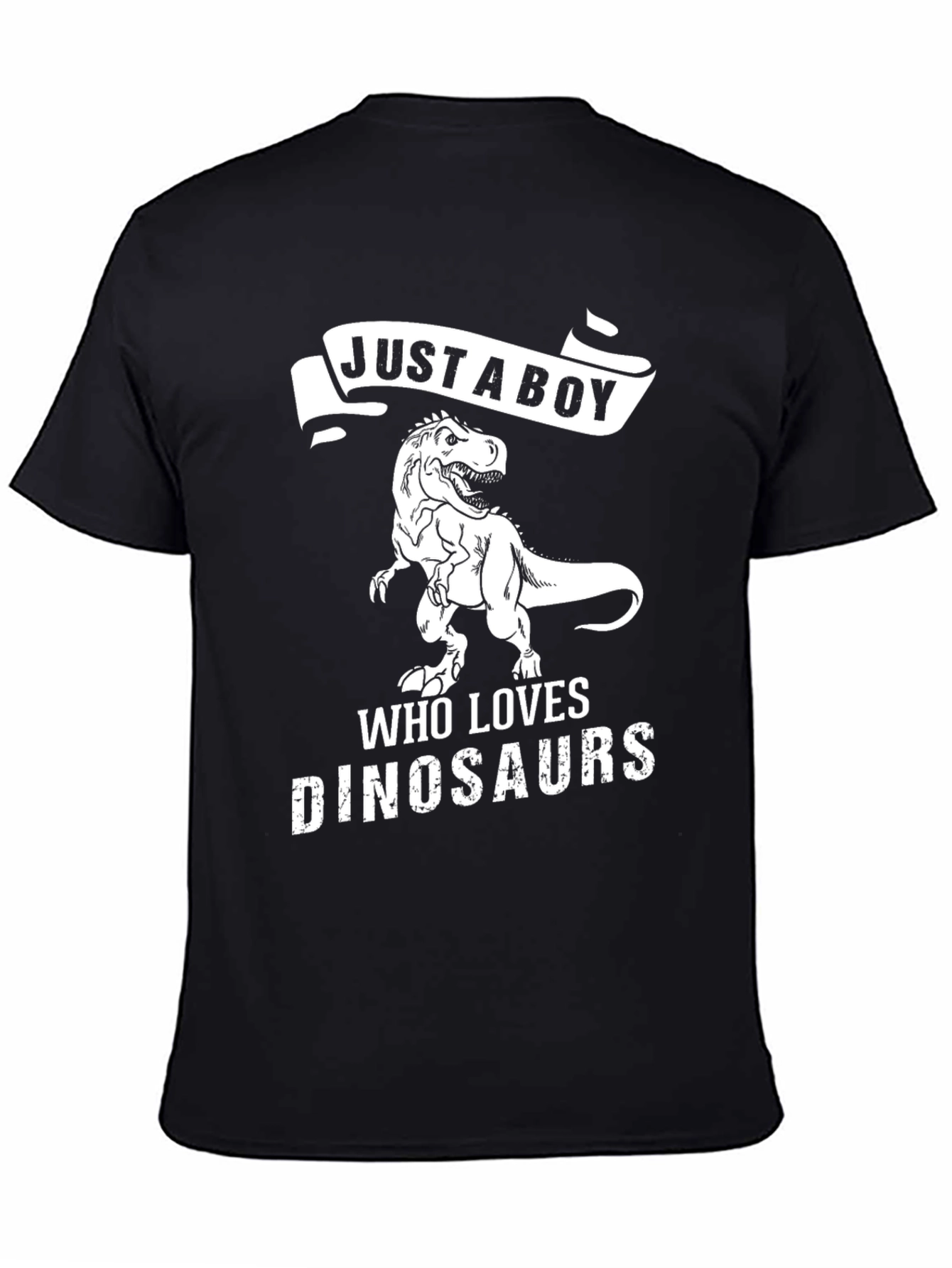 Black Boy's Dinosaur T-Shirt - Just A Boy Who Loves Dinosaurs view 4