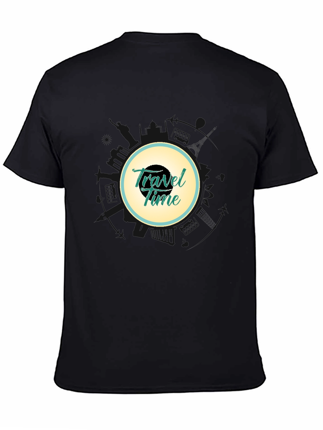 Black Travel Time Graphic Black T-Shirt view 4