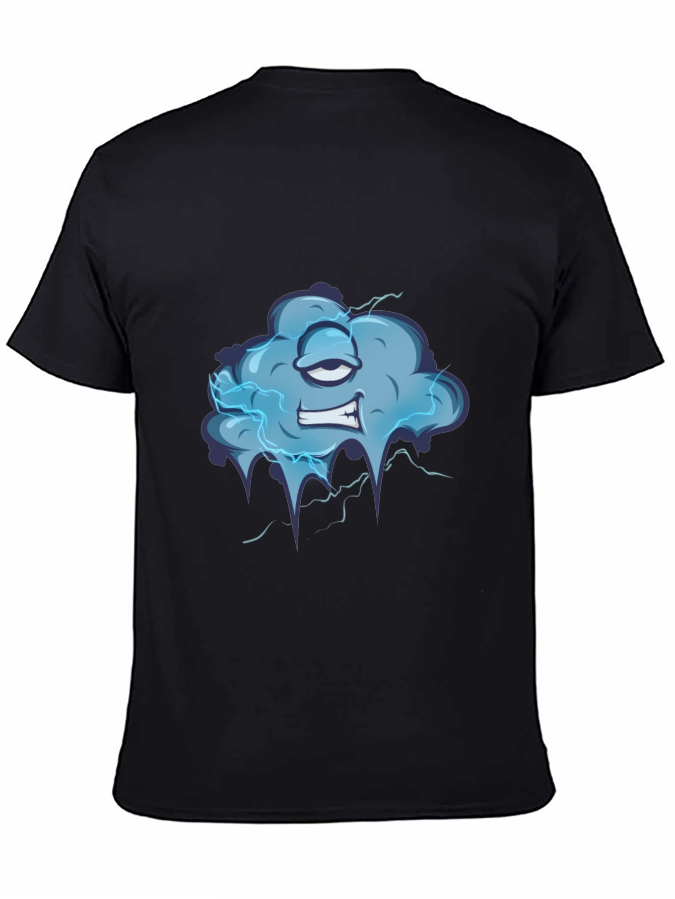Black Cartoon Cloud Graphic Tee - Men's Black T-Shirt view 4