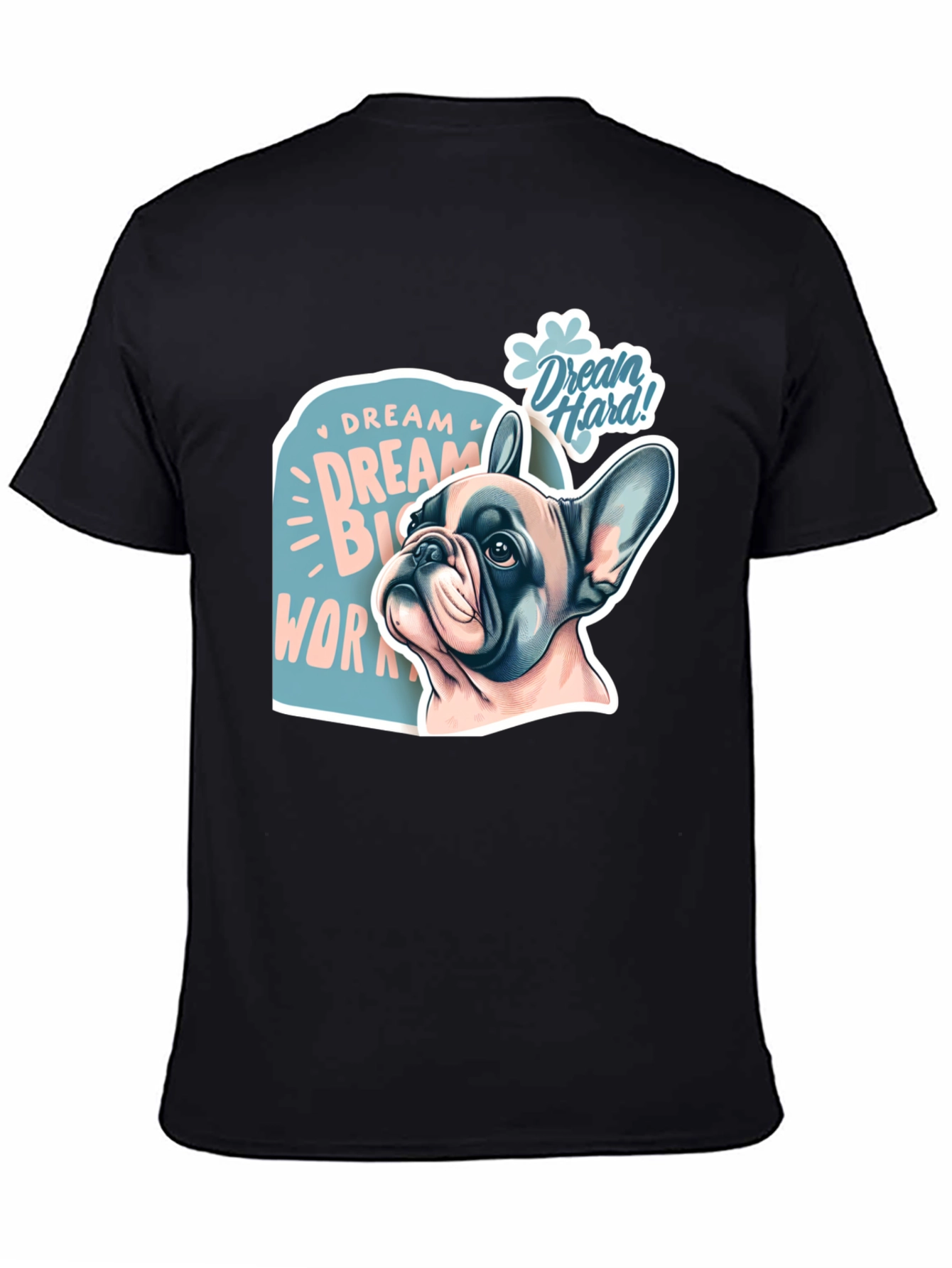 Black Dream Big Work Hard Bulldog Graphic T-Shirt view 4