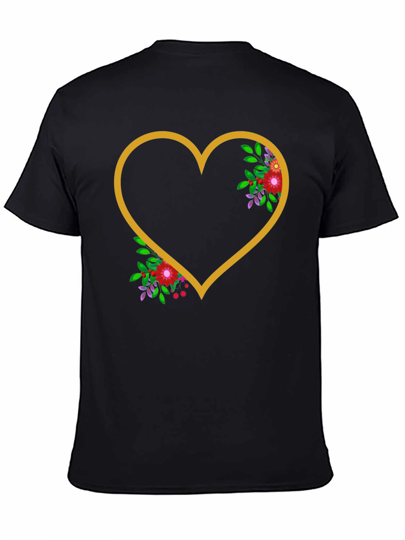Black Floral Heart Graphic Tee - Stylish Comfort view 4