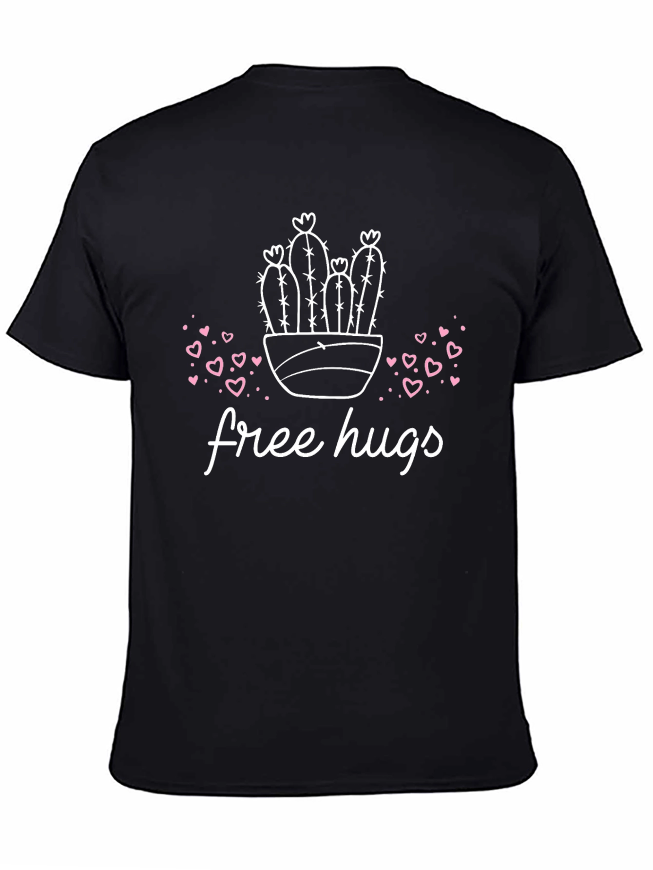 Black Free Hugs Cactus Graphic Tee - Soft Cotton Blend view 4