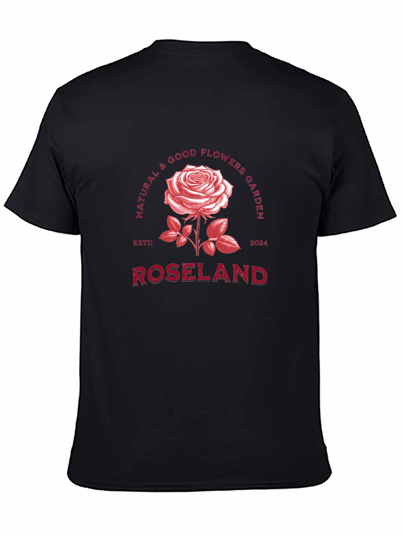 Black Roseland Flower Garden Black T-Shirt view 4