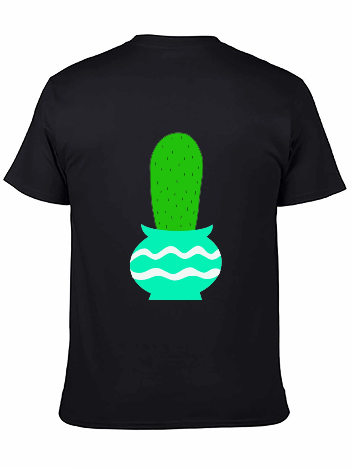 Black Cactus in Pot Graphic Tee - Black Cotton T-Shirt view 4