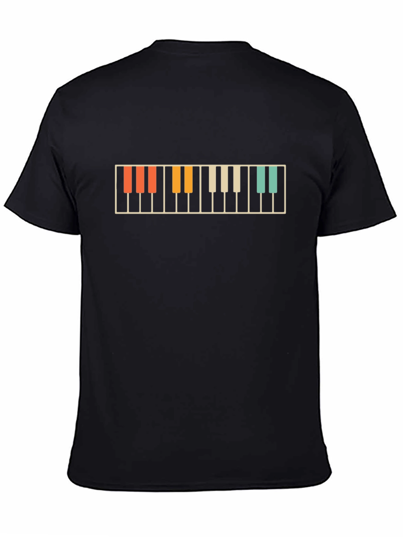 Black Retro Piano Keys Graphic Tee - Music Lover's Shirt view 4