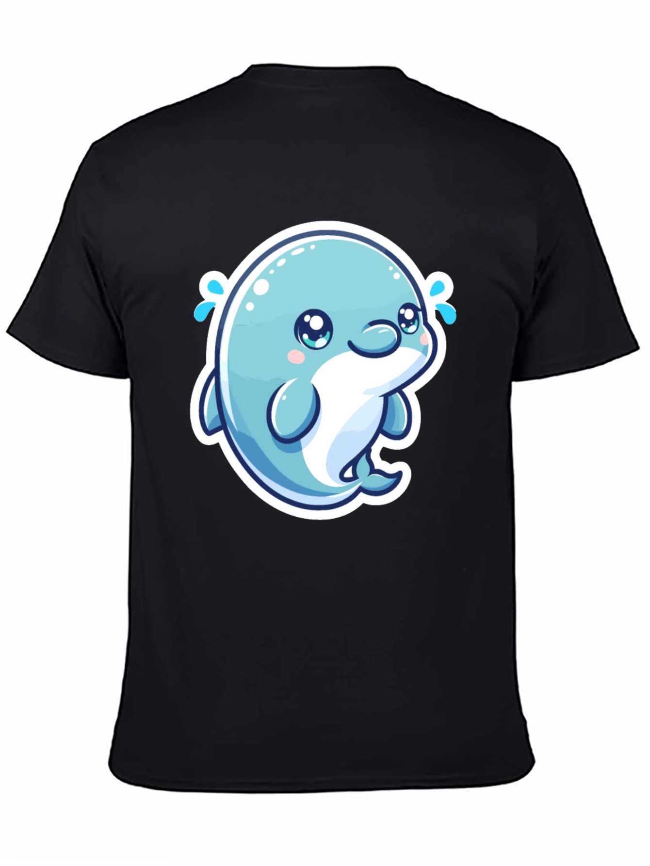 Cute Dolphin Graphic Tee - Soft Cotton Black T-Shirt - 4