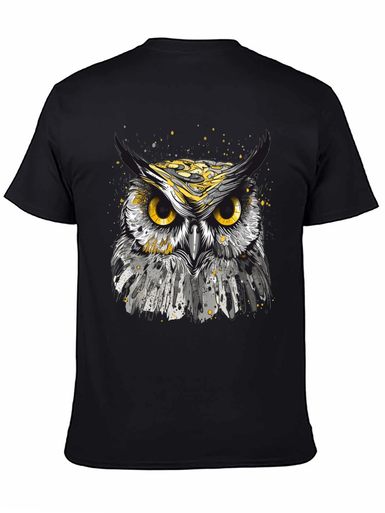 Black Owl Graphic T-Shirt - Black Cotton Tee for Men view 4