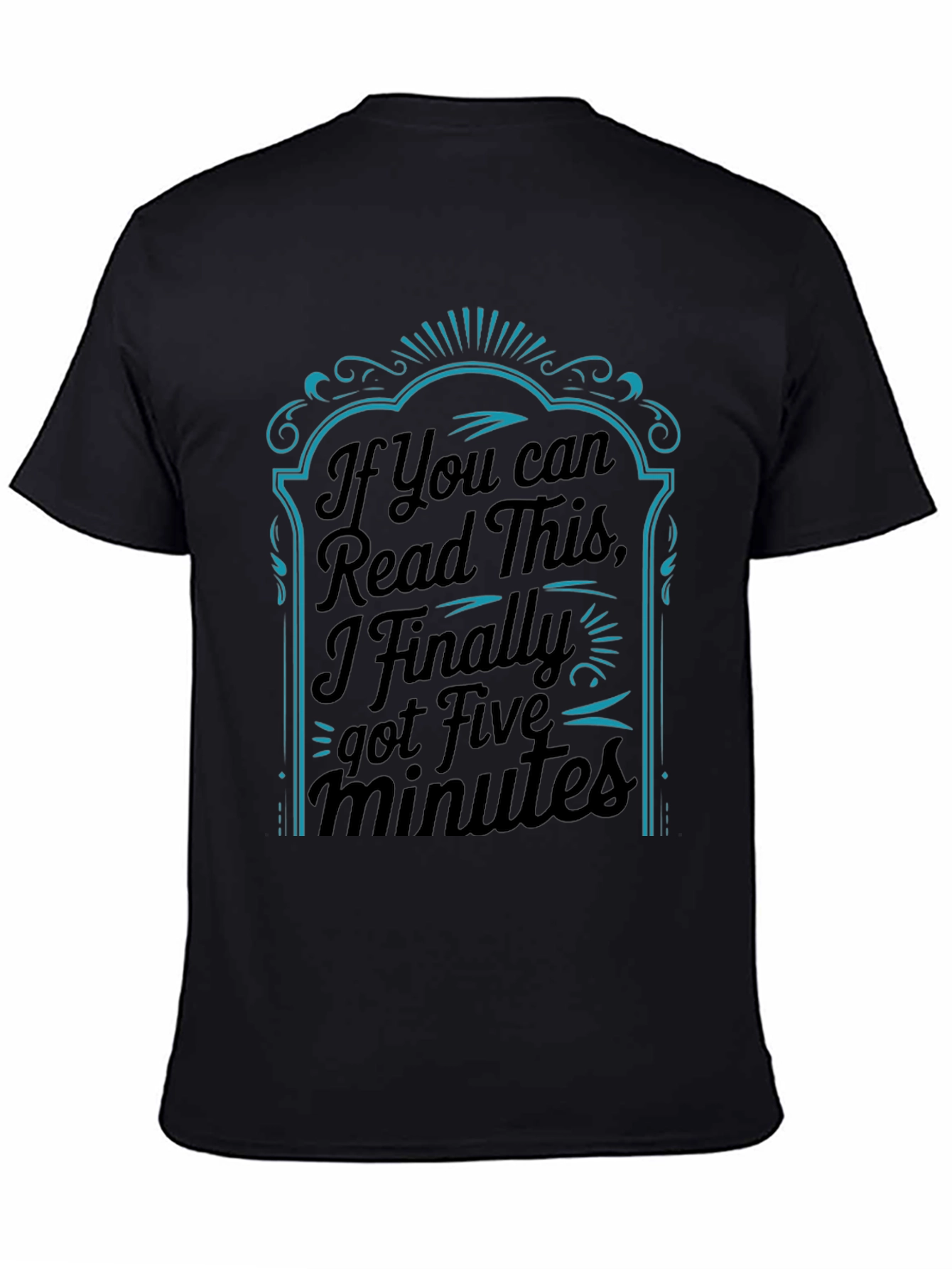 Black Funny "Five Minutes" Graphic Print Black T-Shirt view 4