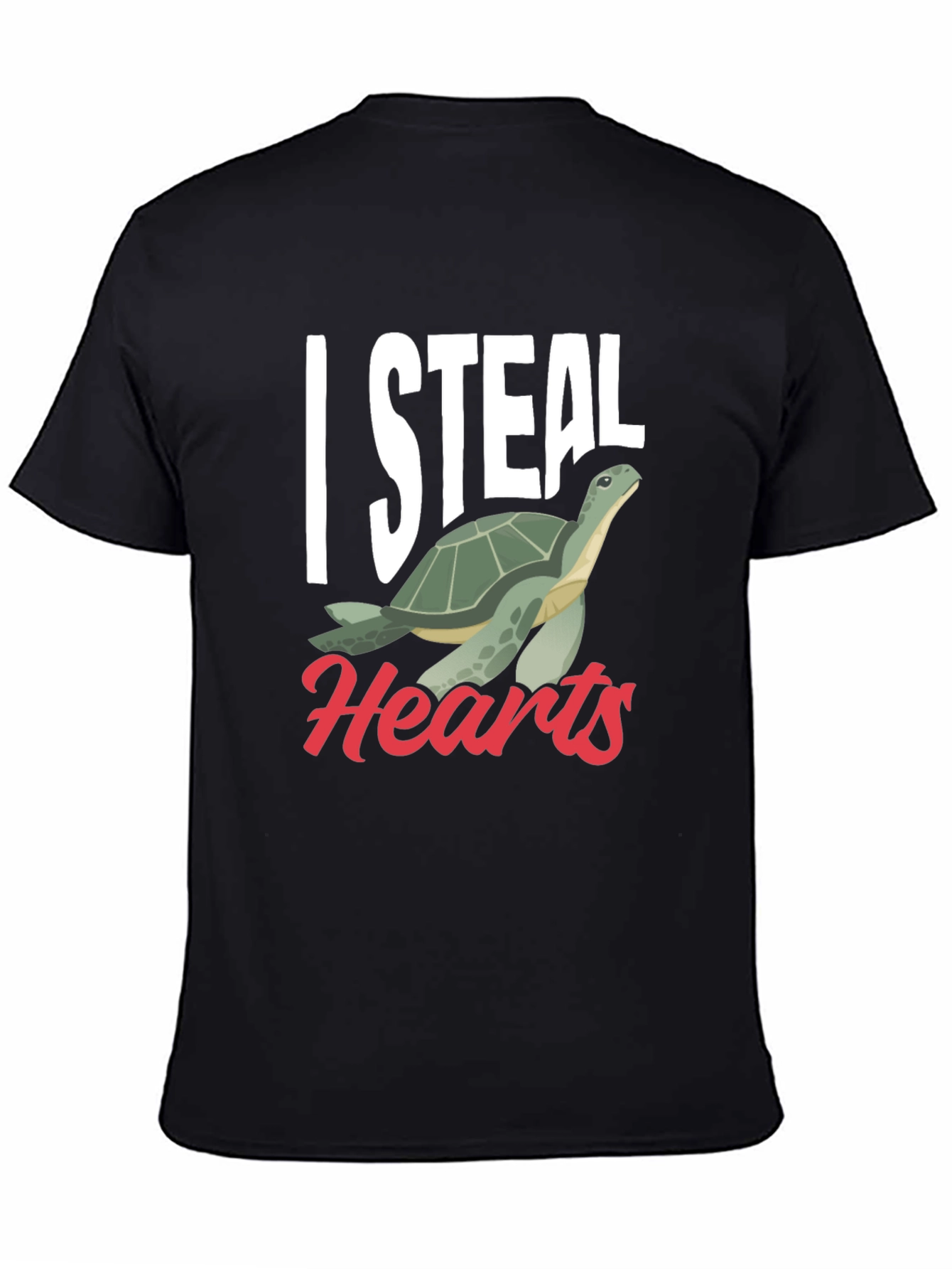 Black I Steal Hearts Turtle Graphic Black T-Shirt view 4