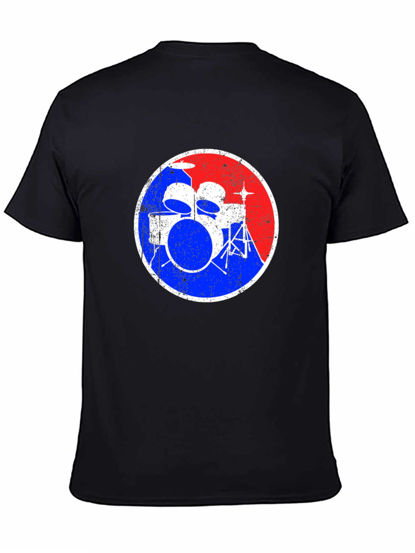 Black Retro Drums Graphic Tee - Musician's Gift view 4