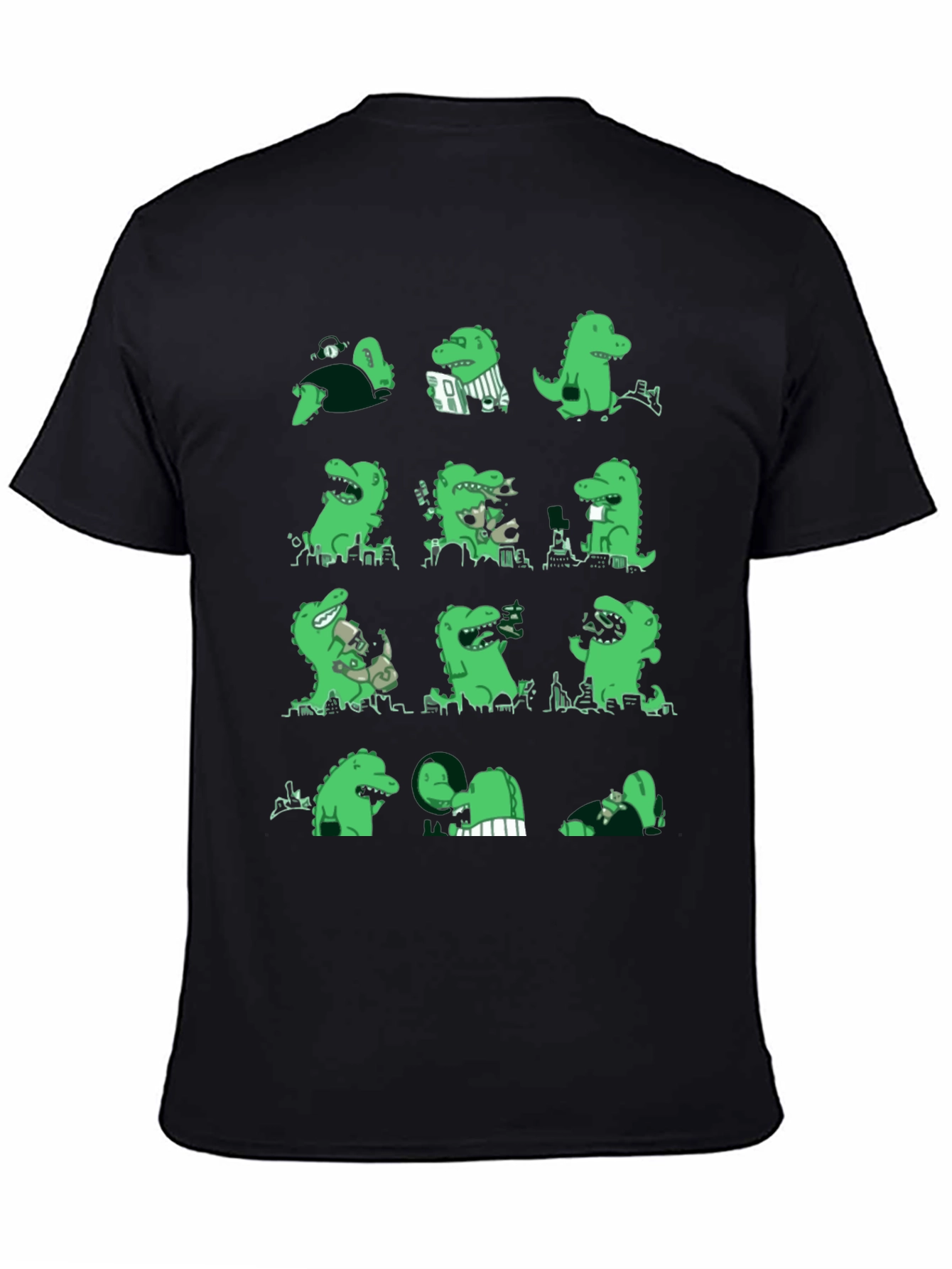 Black Dinosaur Print Black T-Shirt view 4