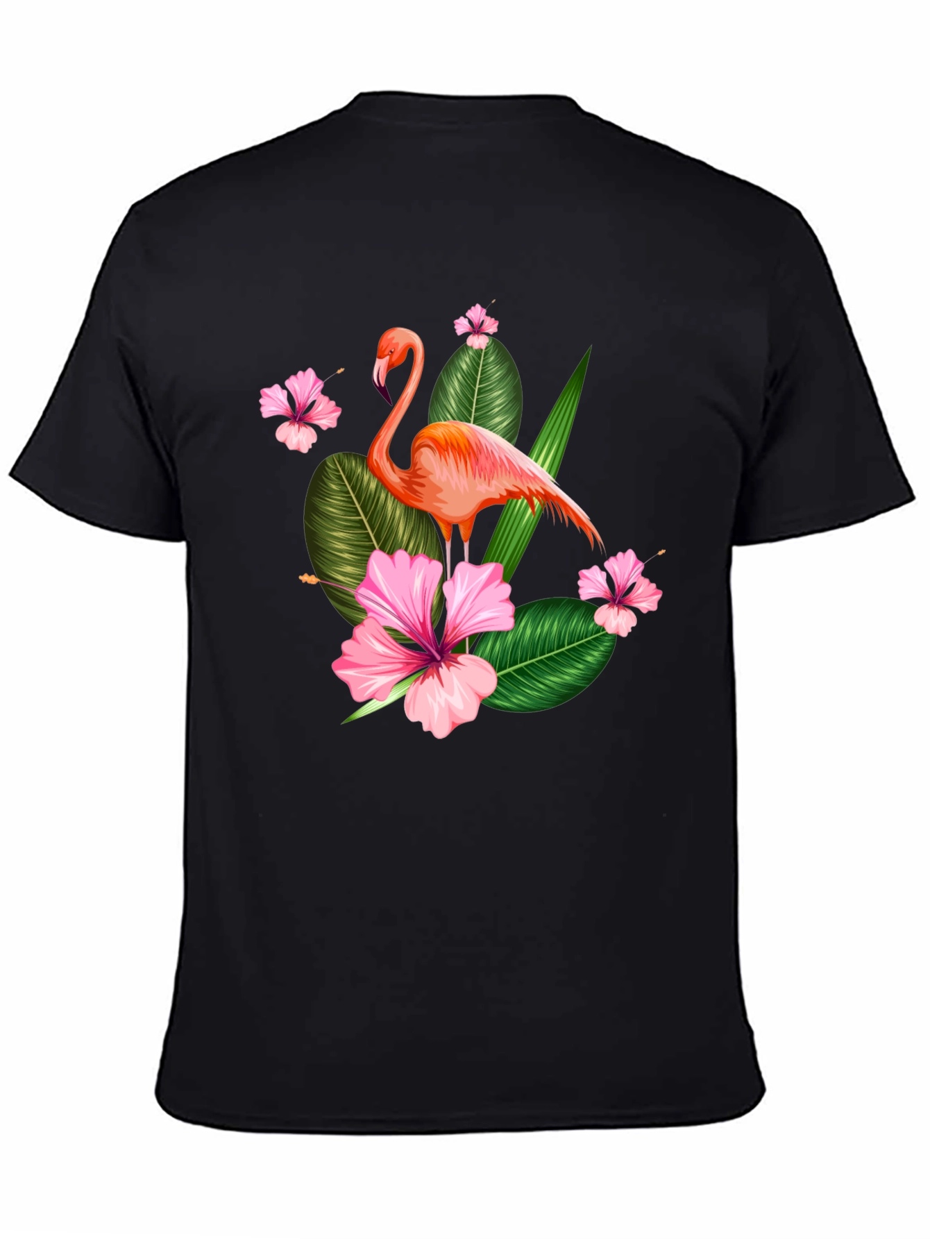 Black Tropical Flamingo Graphic T-Shirt view 4