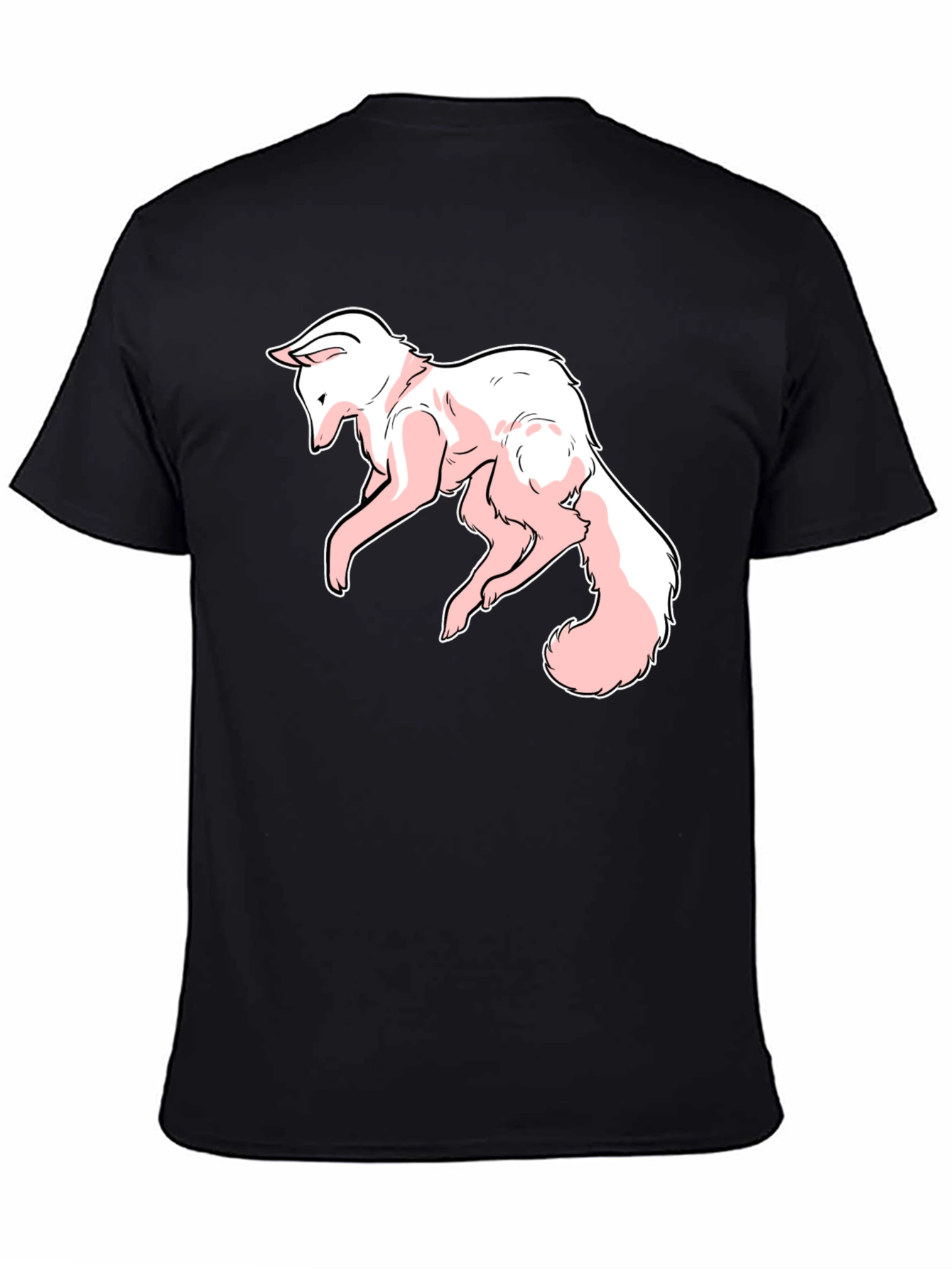 Black Pink Fox Graphic Tee - Stylish Black T-Shirt view 4