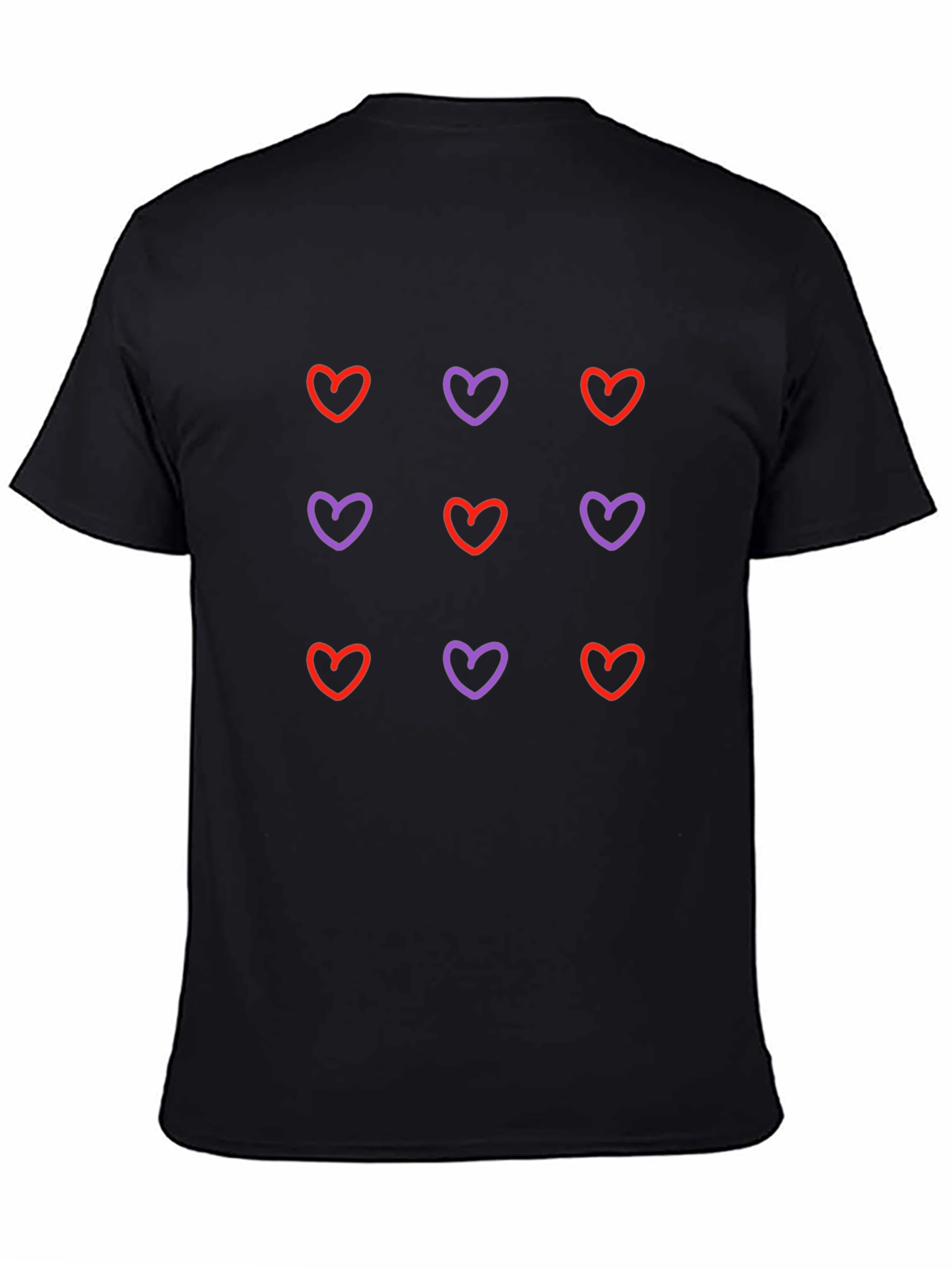 Black Heart Pattern Black T-Shirt - Casual Style view 4