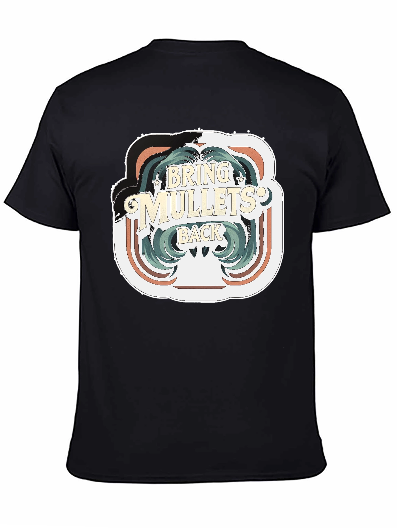 Black Bring Mullets Back T-Shirt - Retro Hair Style Tee view 4