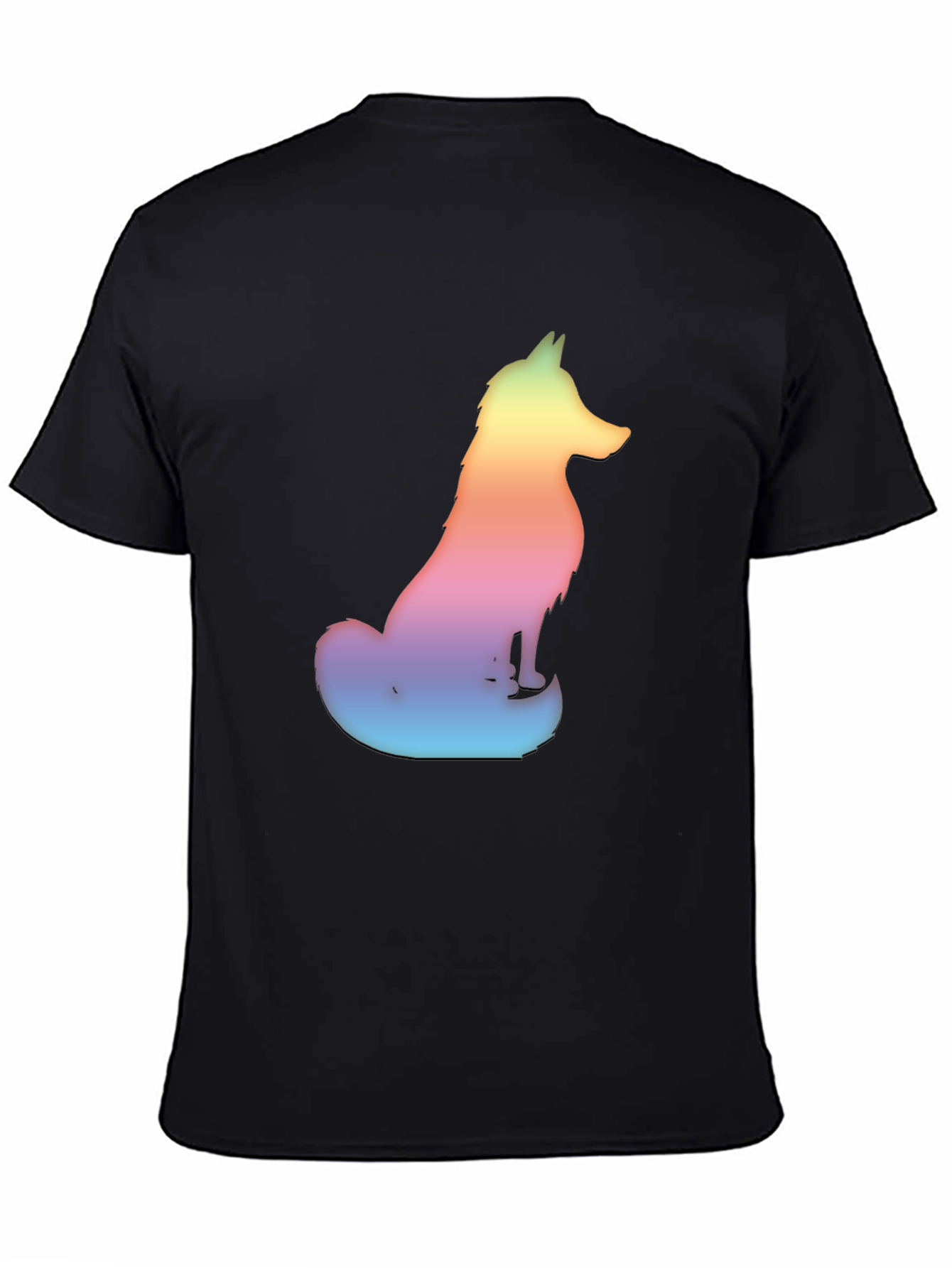Black Rainbow Fox Graphic Tee - Men's Black T-Shirt view 4