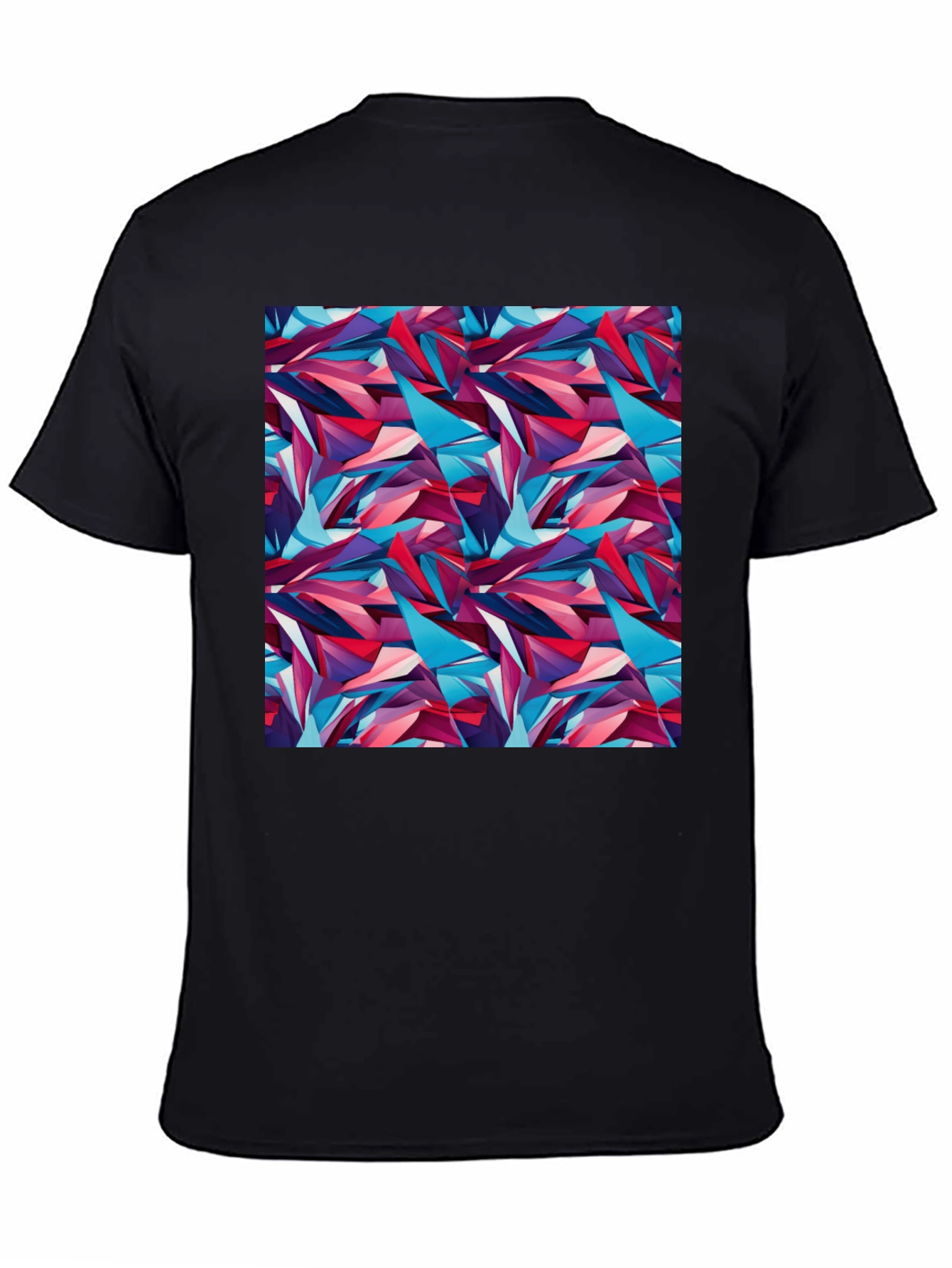 Black Abstract Geometric Pattern Black T-Shirt view 4