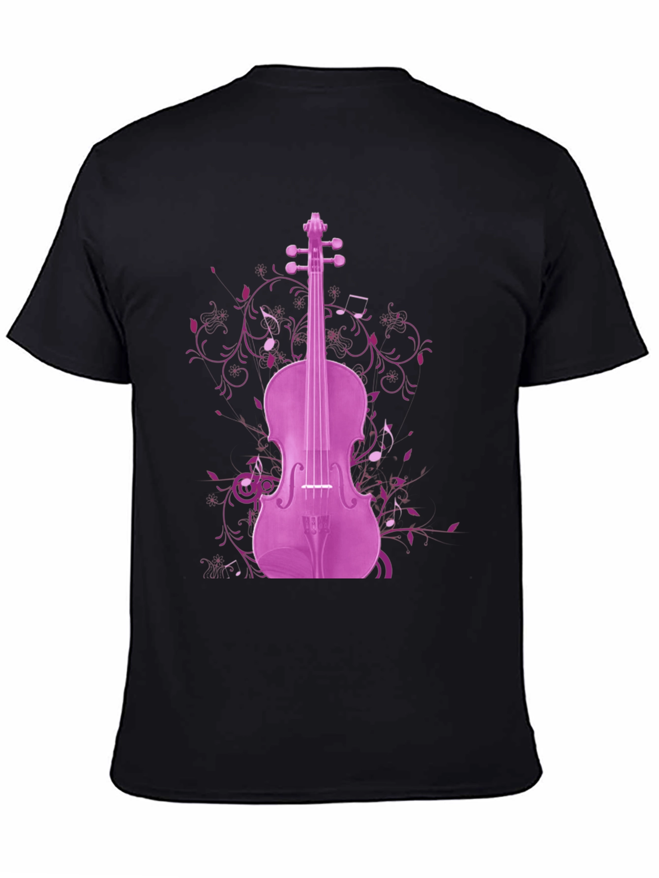 Black Musical Violin Graphic Tee - Black view 4