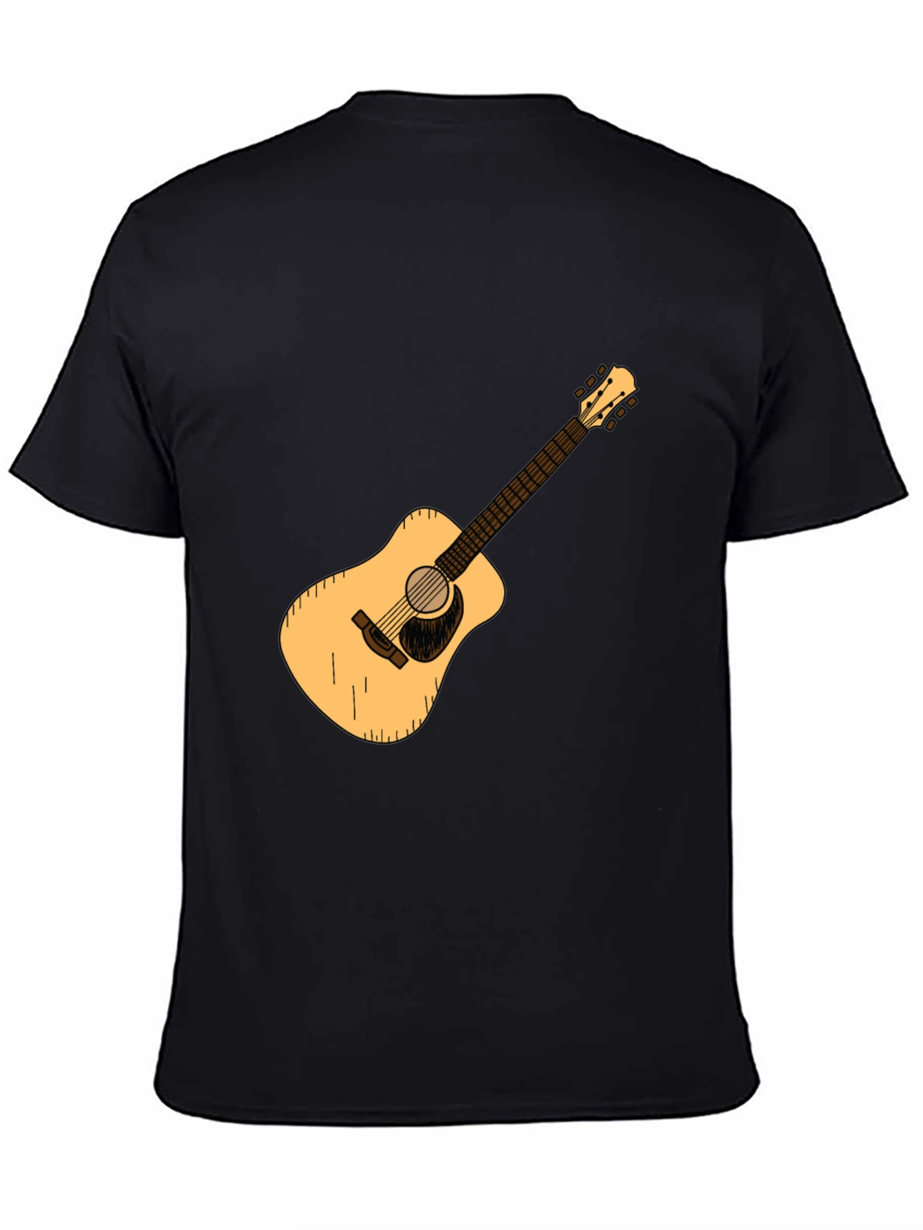 Black Guitar Graphic Tee - Black Cotton Casual T-Shirt view 4