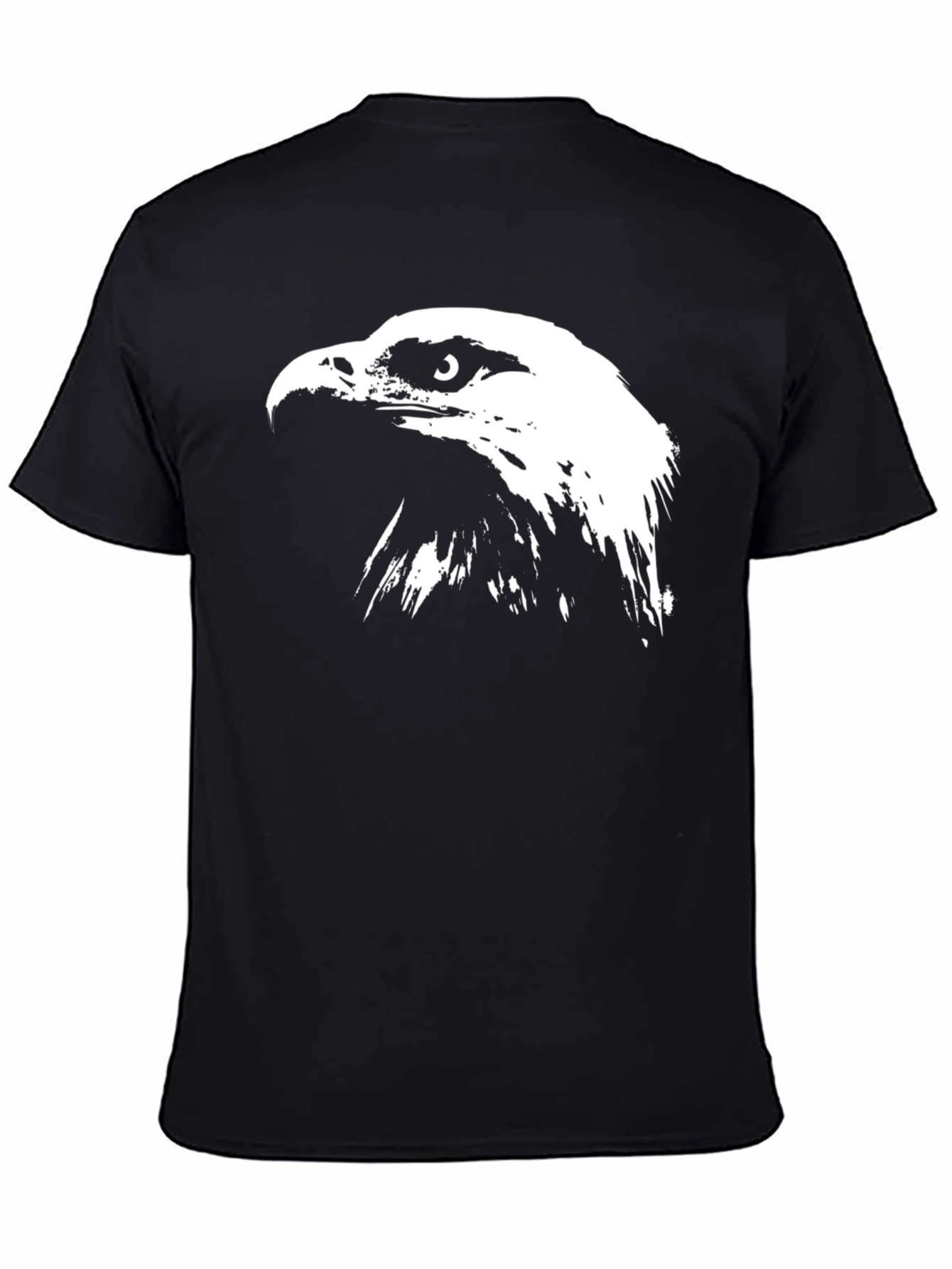 Black Black T-Shirt with Bold Eagle Graphic Print view 4