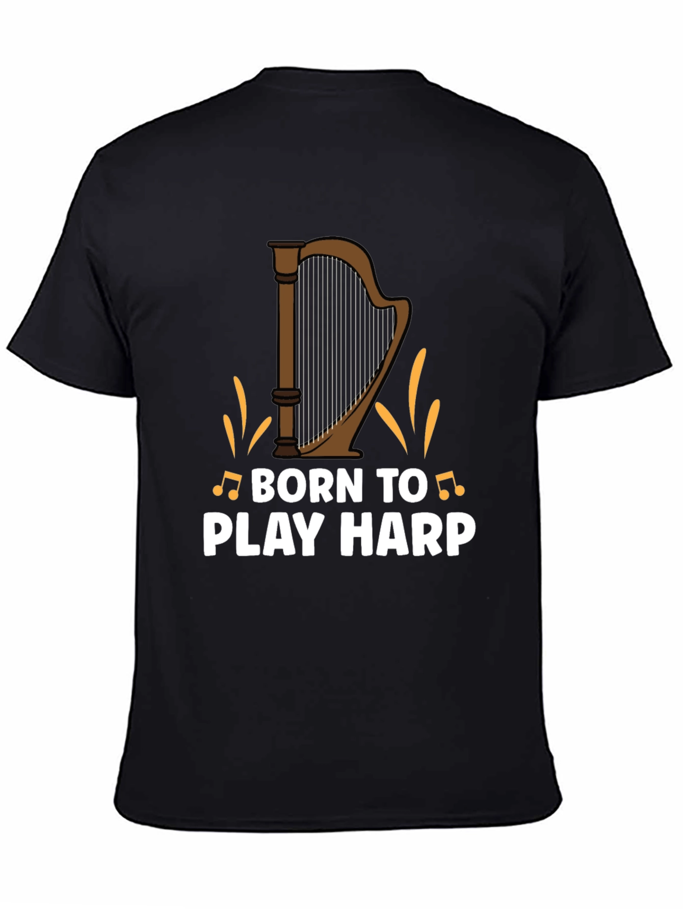 Black Born to Play Harp Graphic Tee - Musician's Shirt view 4