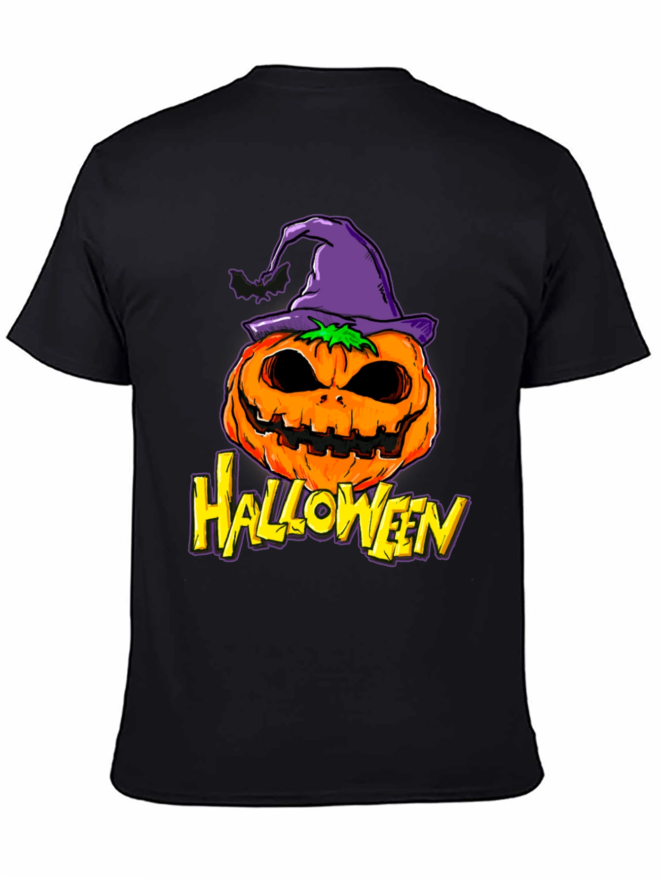 Black Halloween Pumpkin Witch Hat Graphic Tee view 4