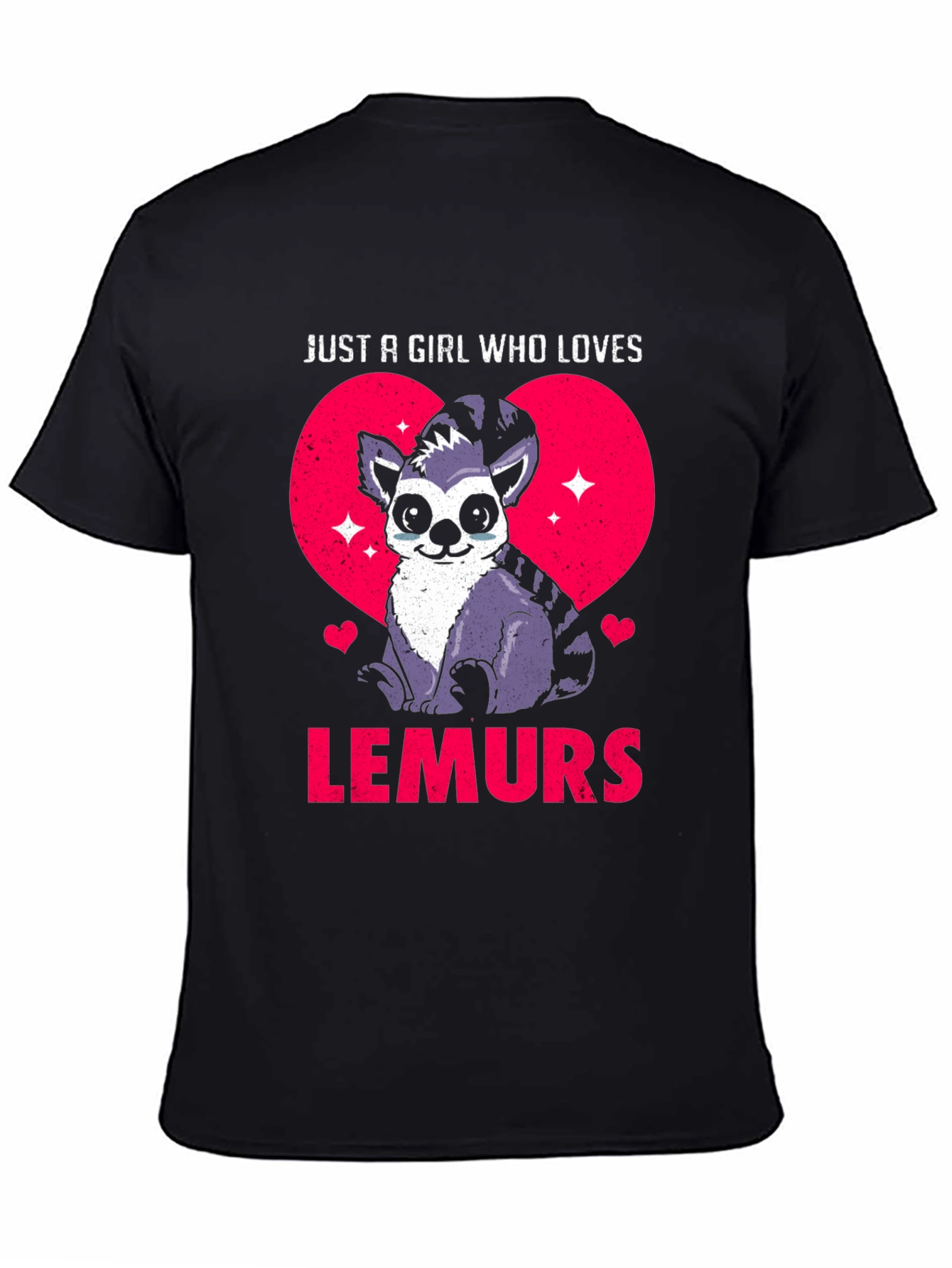 Black Just a Girl Who Loves Lemurs T-Shirt view 4