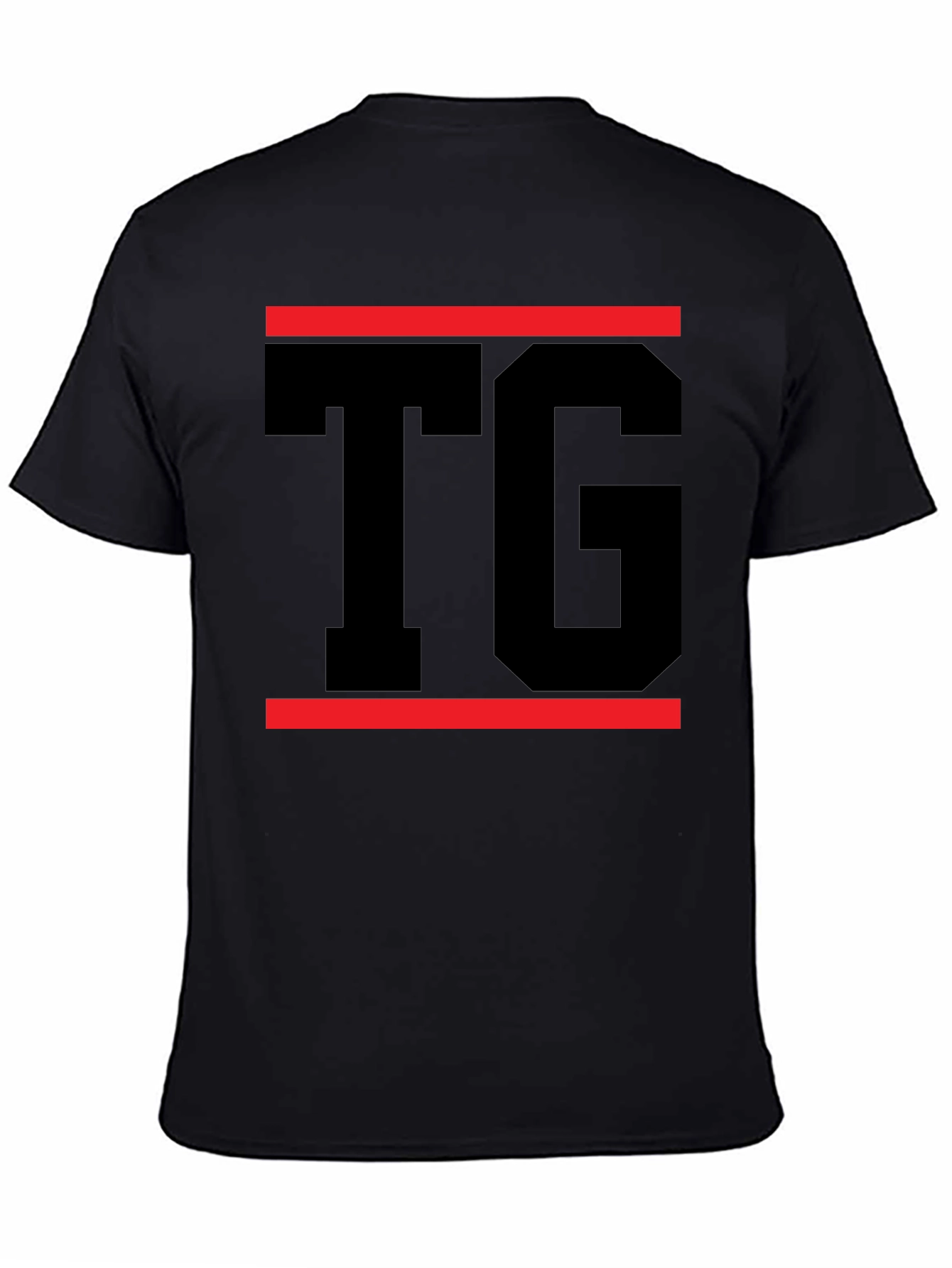 Black Black T-Shirt with Bold TG Graphic Design view 4