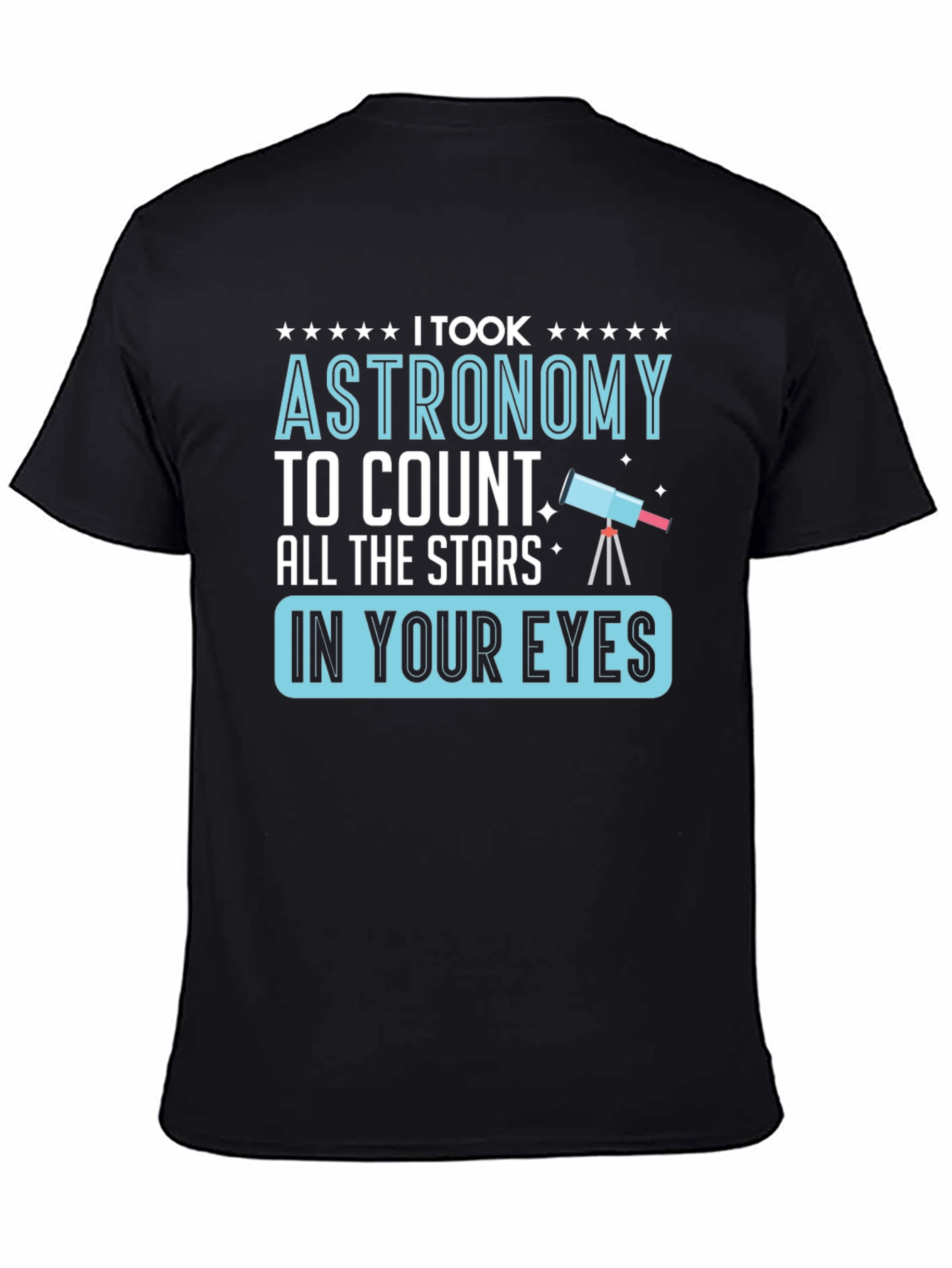 Black Astronomy Stars Graphic T-Shirt, Funny Space Tee view 4