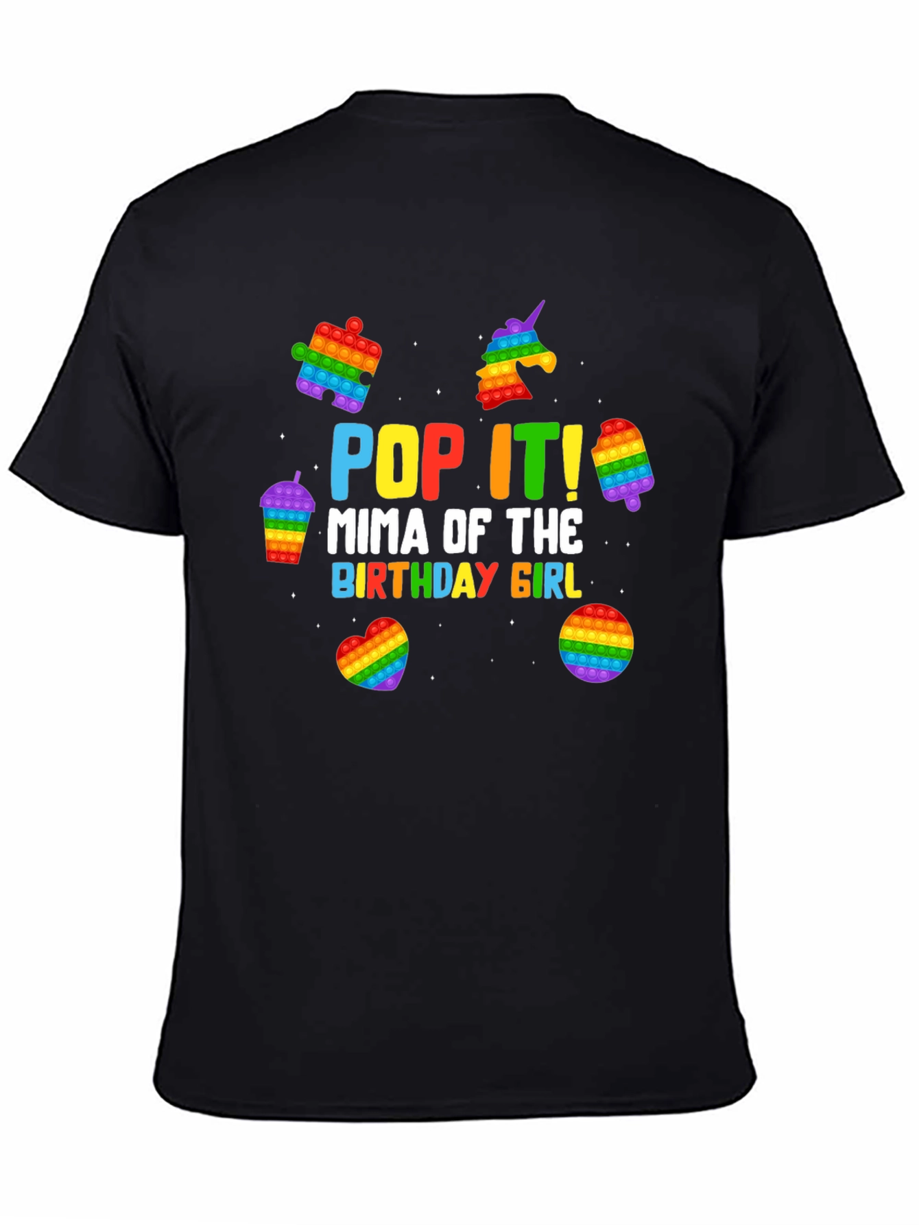 Black Pop It Mima Birthday Girl Black T-Shirt view 4