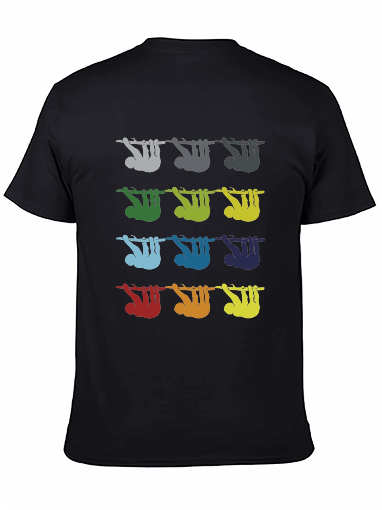 Black Colorful Sloth Tee view 4