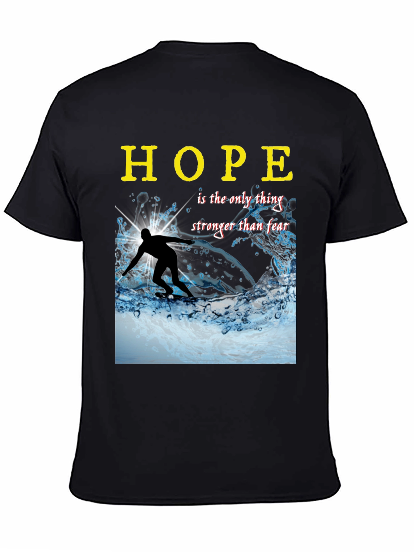Black Hope Surfing Graphic Tee - Inspirational Unisex Shirt view 4