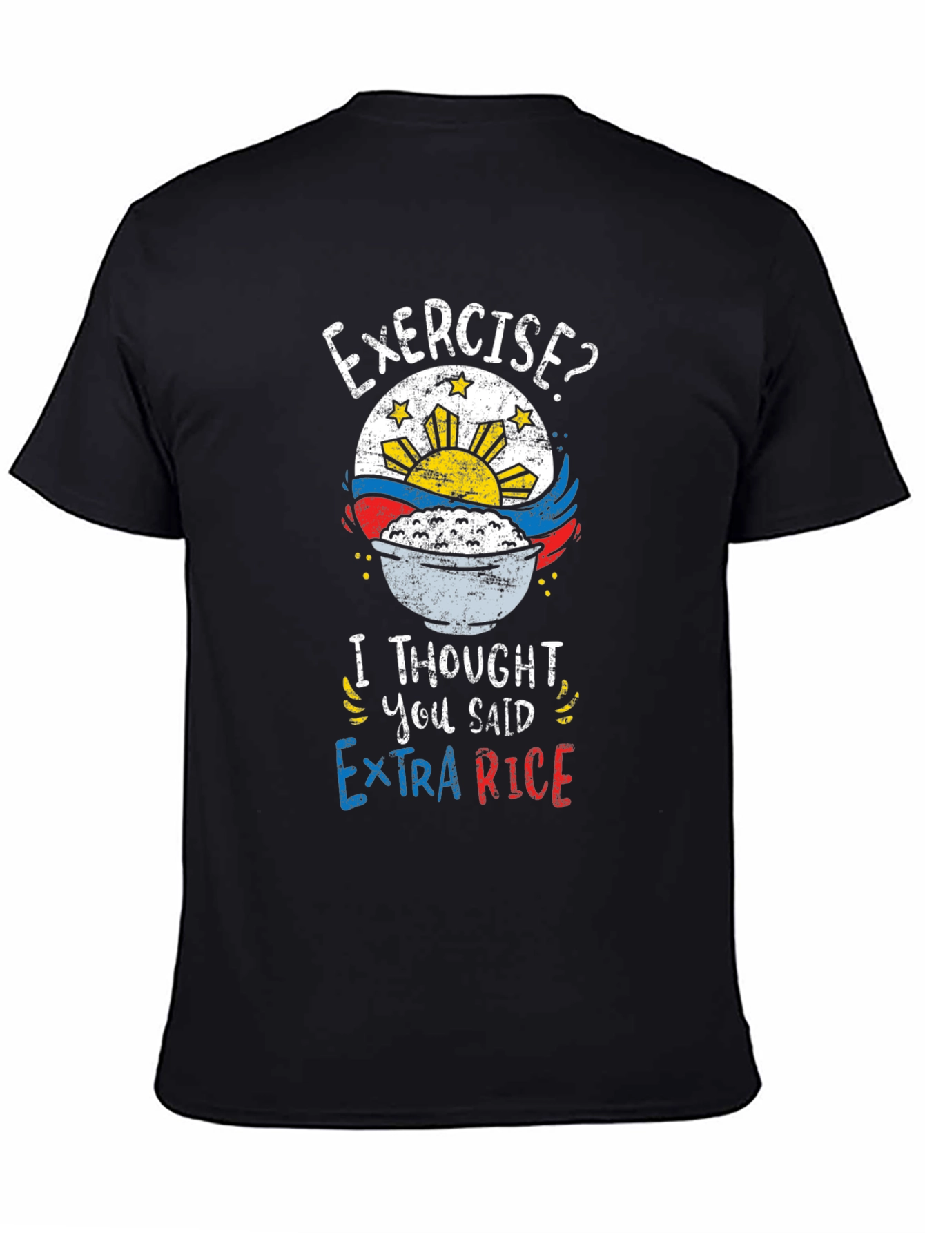 Black Exercise? Extra Rice Funny T-Shirt view 4