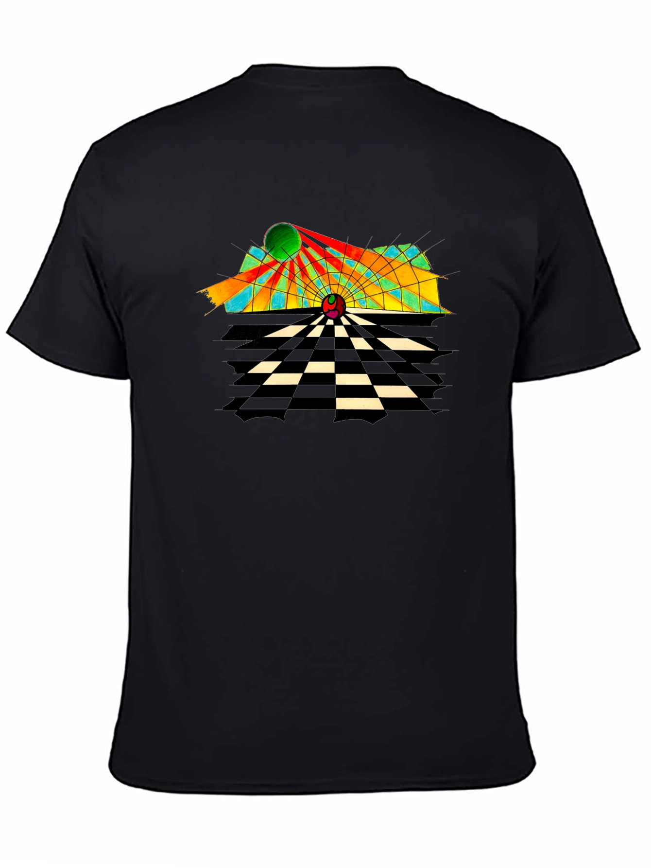 Black Abstract Geometric T-Shirt - Retro Style Tee view 4