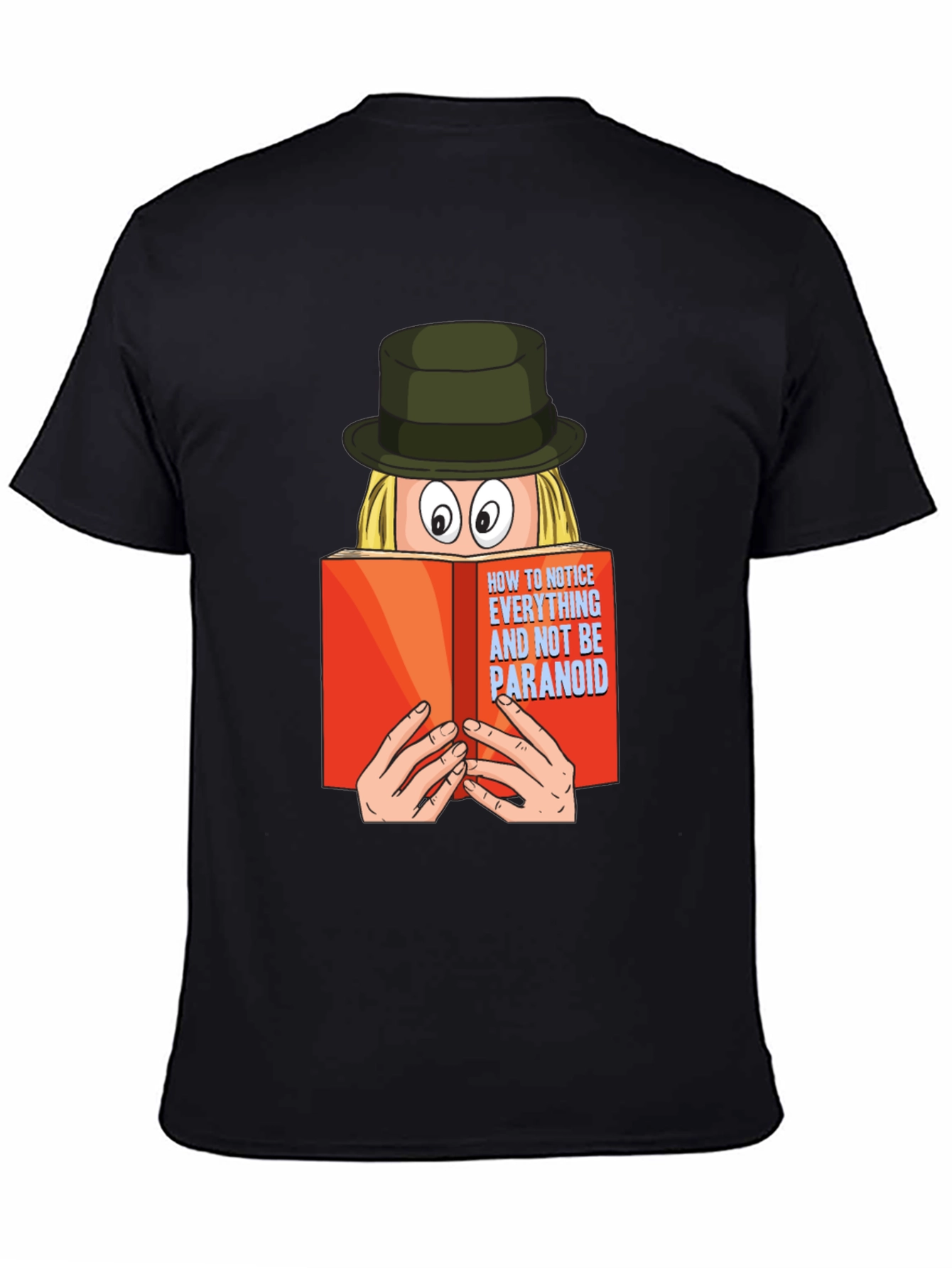 Black Paranoid Book Reader Black T-Shirt view 4