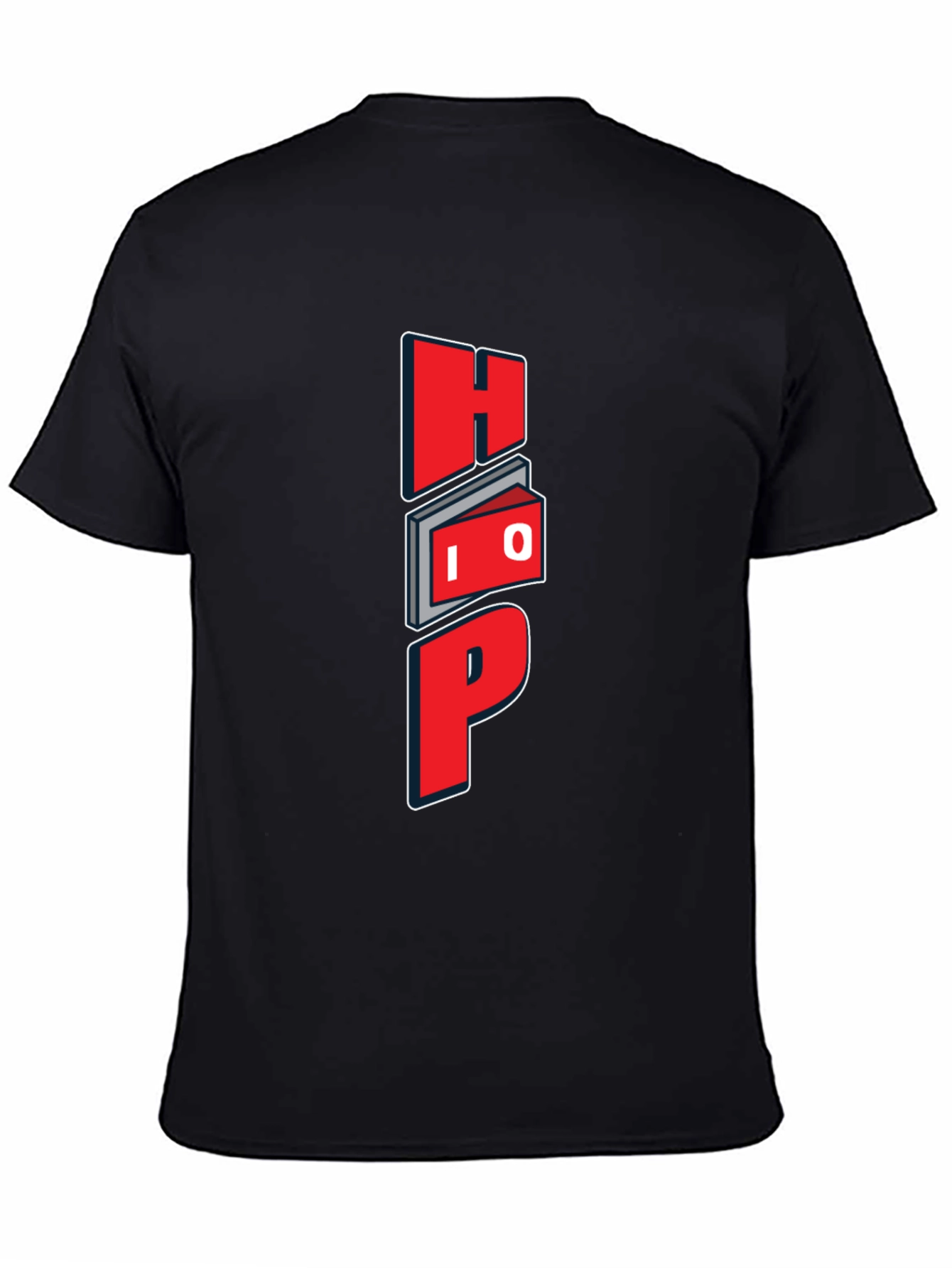 Black Unique Graphic Black T-Shirt - Red "HOP" Design view 4