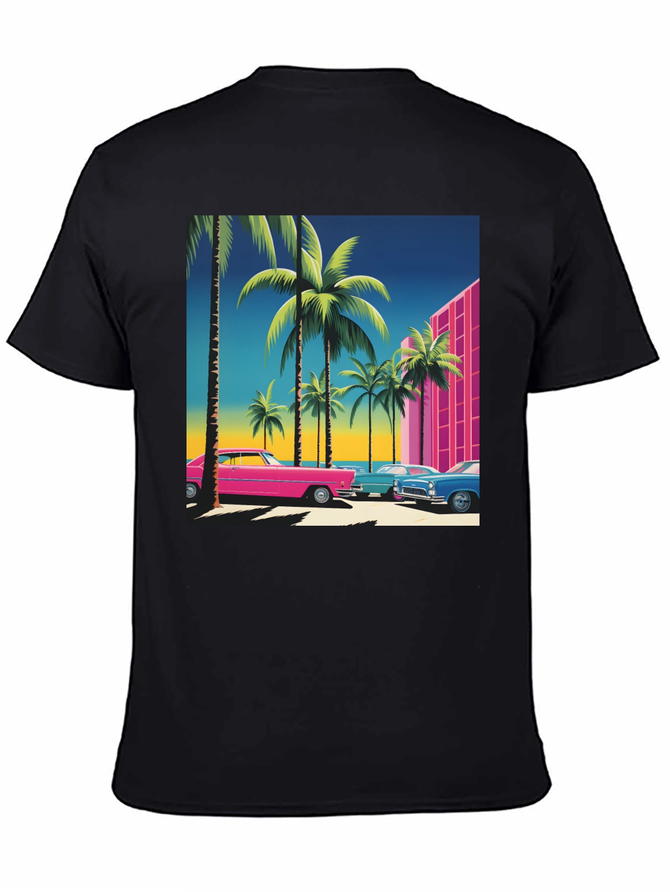 Black Retro Miami Vice Style T-Shirt view 4