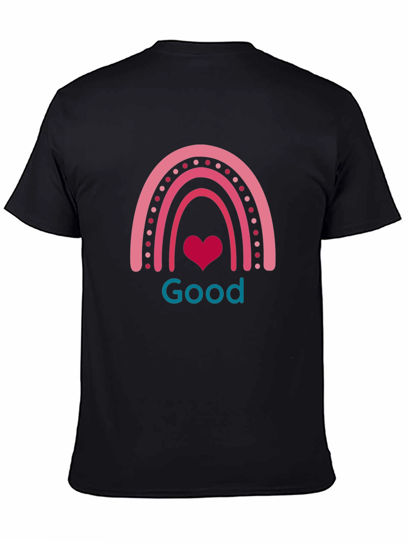 Black Good Vibes Rainbow Heart Tee - Soft Black T-Shirt view 4