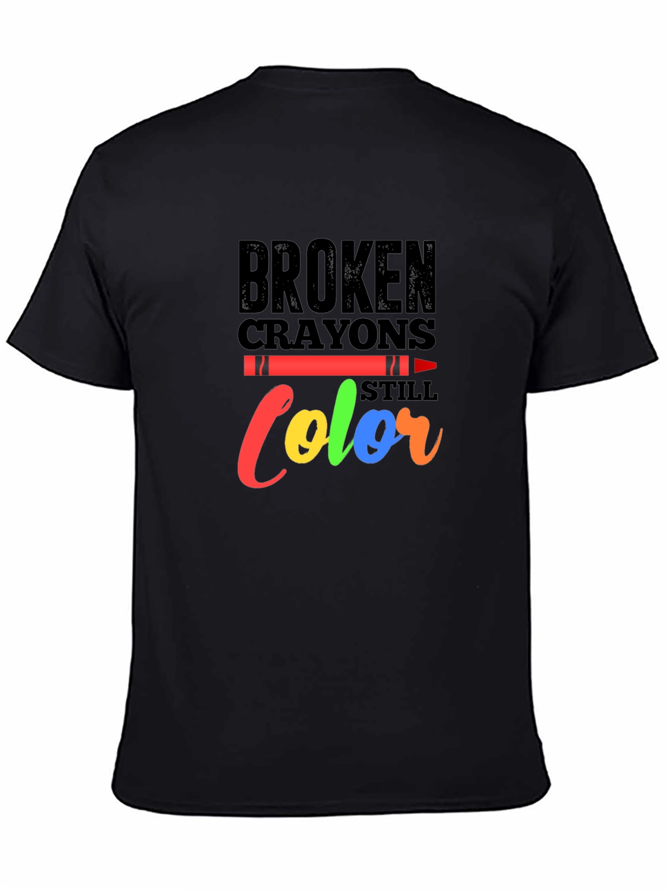 Black Broken Crayons Still Color Graphic Tee - Motivational Shirt view 4