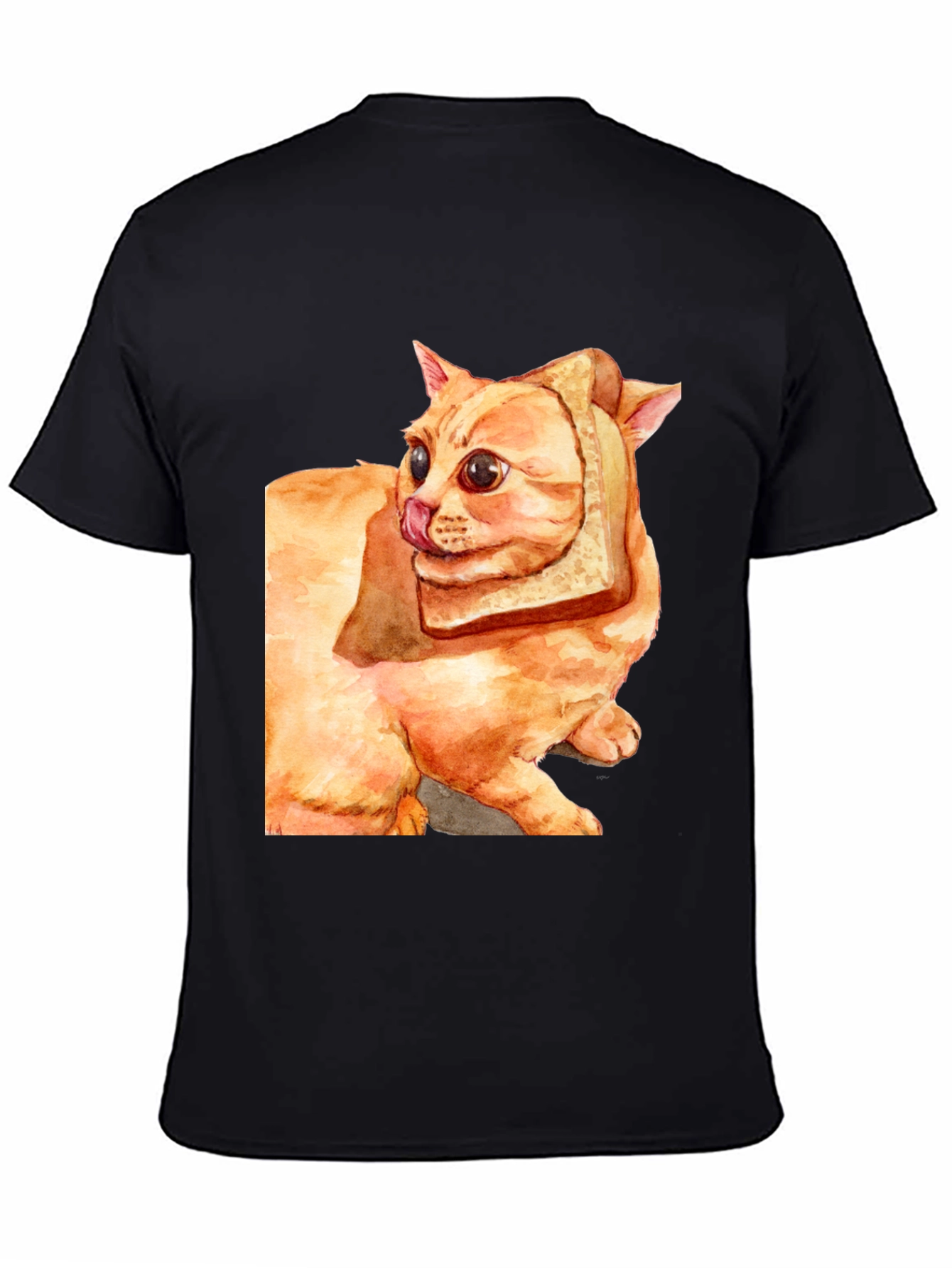 Black Cat Bread Slice Graphic Tee - Unique Design view 4