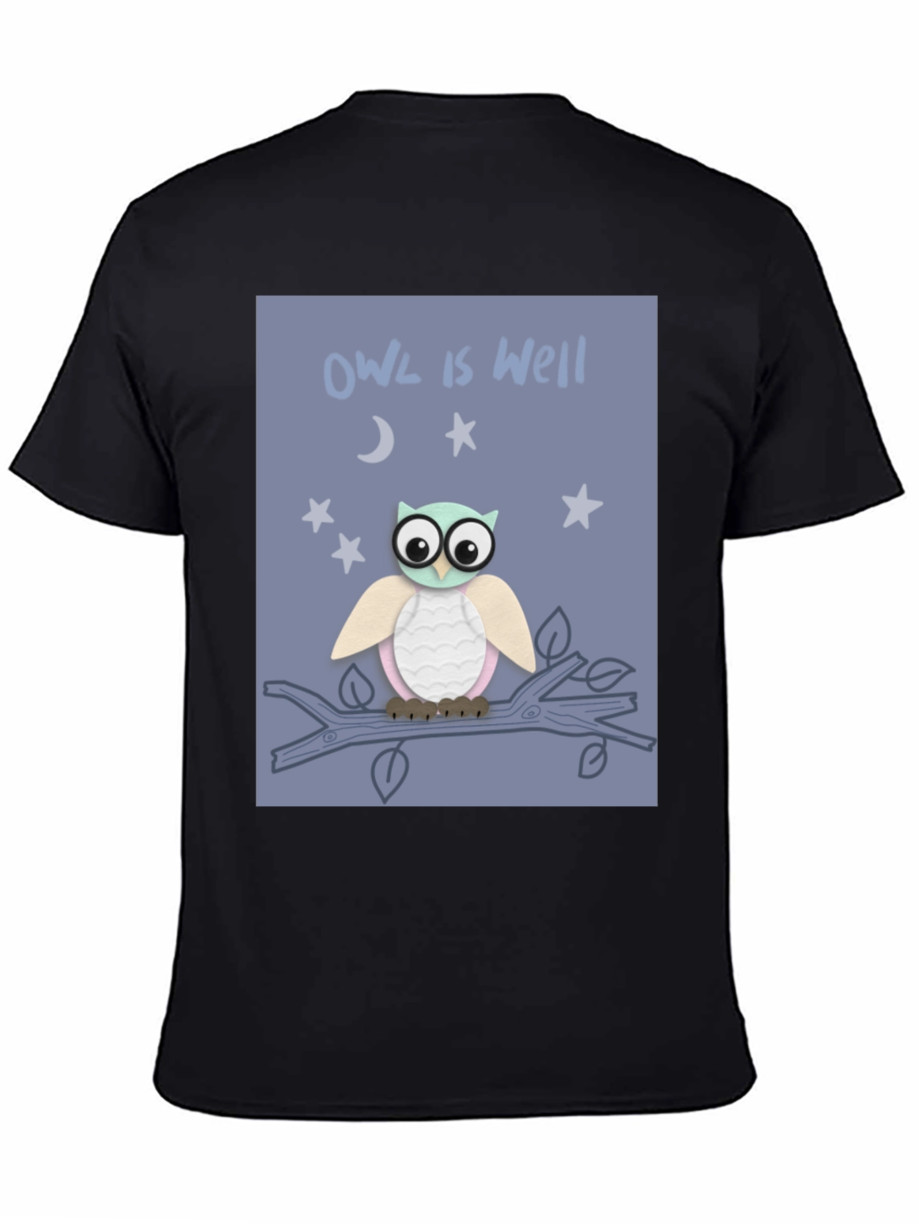 Black Owl is Well Graphic Tee - Soft Cotton T-Shirt view 4