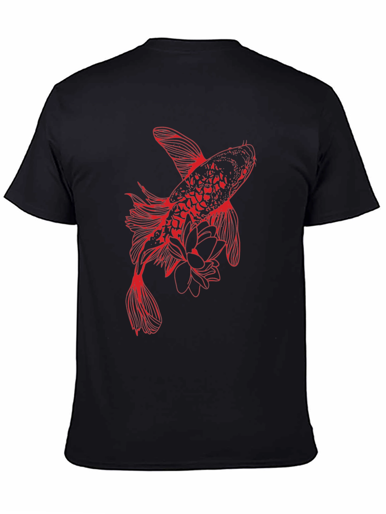 Black Red Koi Fish Graphic Tee - Stylish Black T-Shirt view 4
