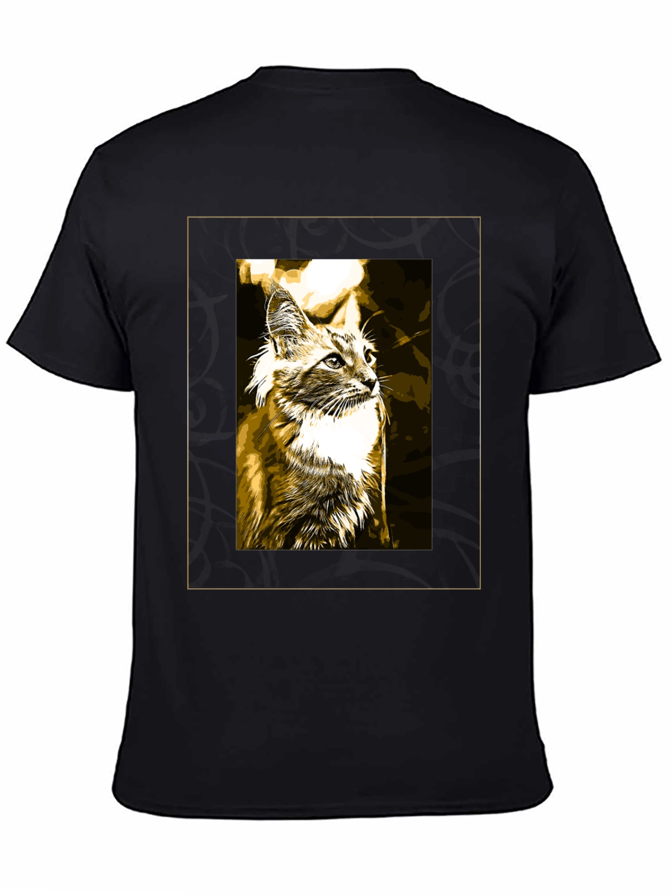Black Cat Graphic Print Tee - Cool Black T-Shirt view 4