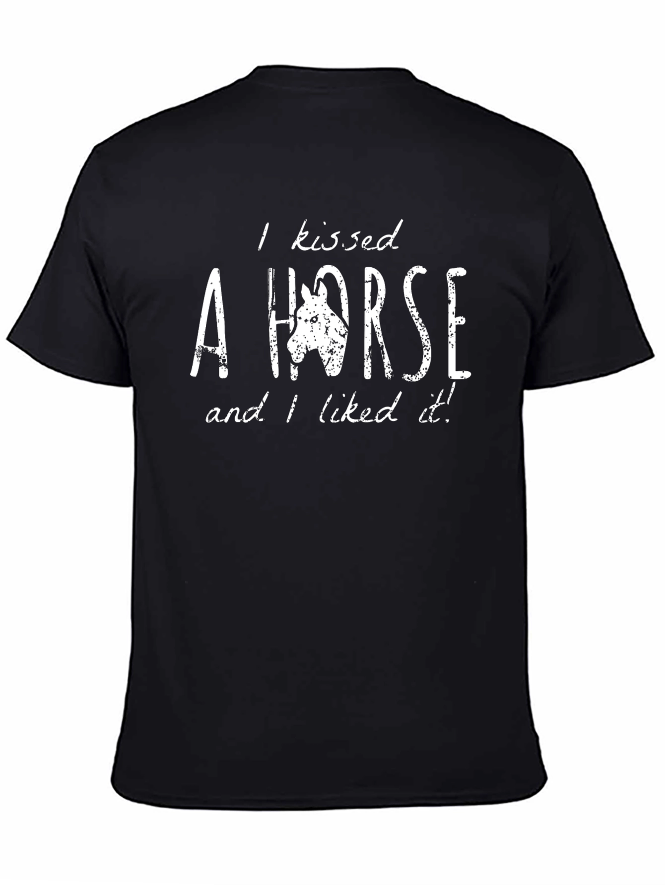 Black I Kissed a Horse T-Shirt - Funny Equestrian Tee view 4