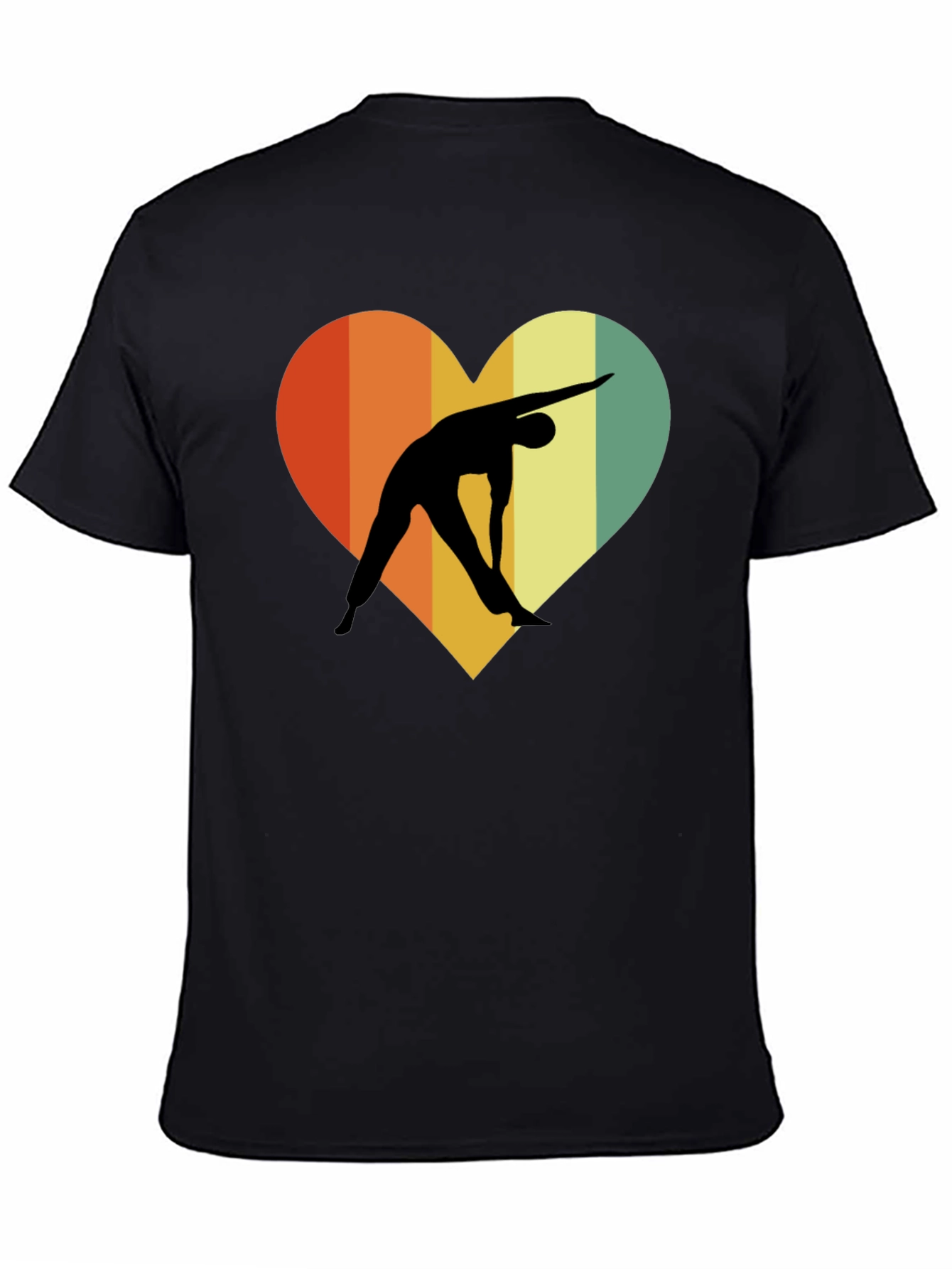 Black Yoga Heart Graphic T-Shirt - Unisex Black Tee view 4