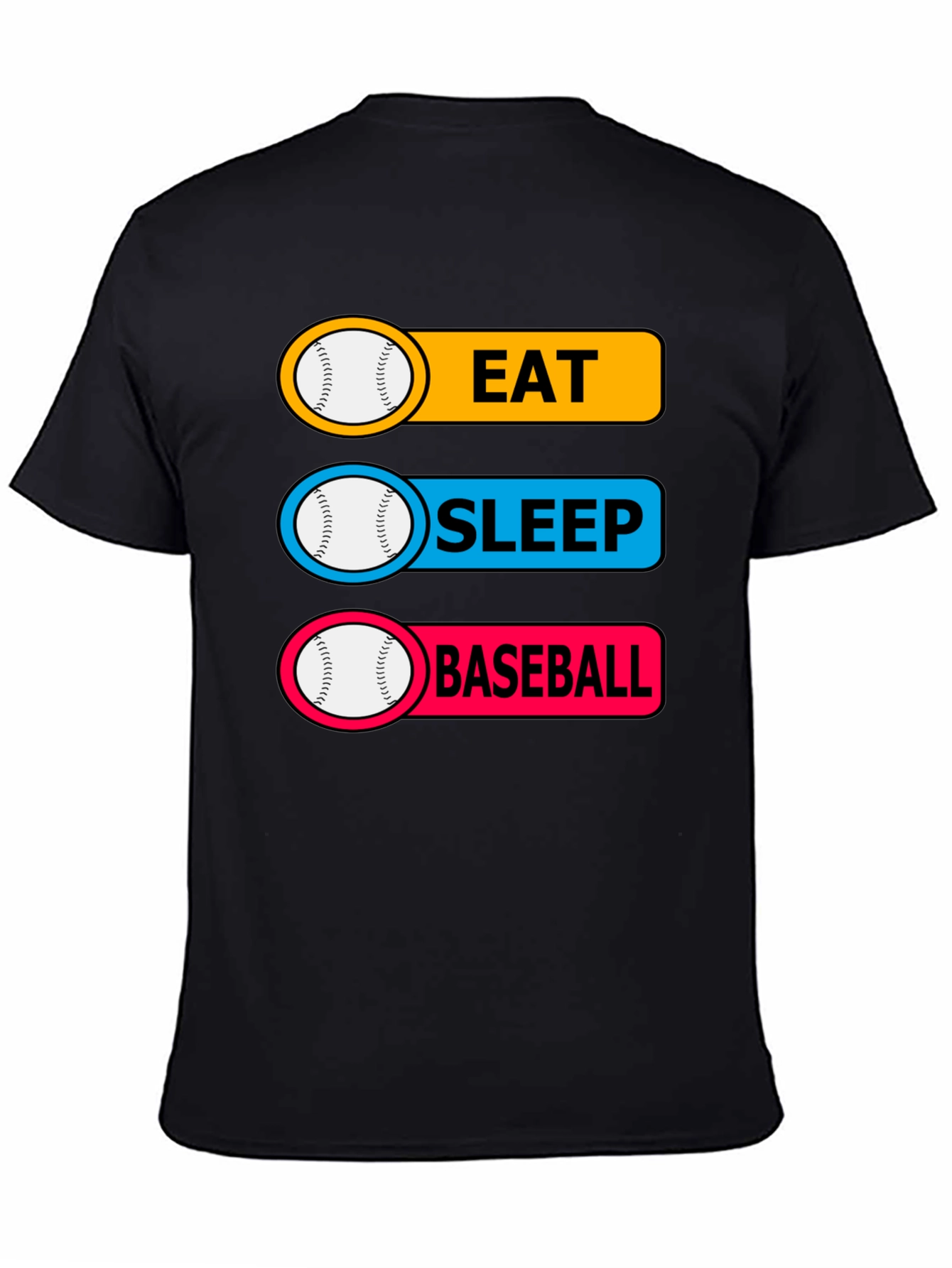 Black Eat Sleep Baseball T-Shirt Funny Sports Tee view 4