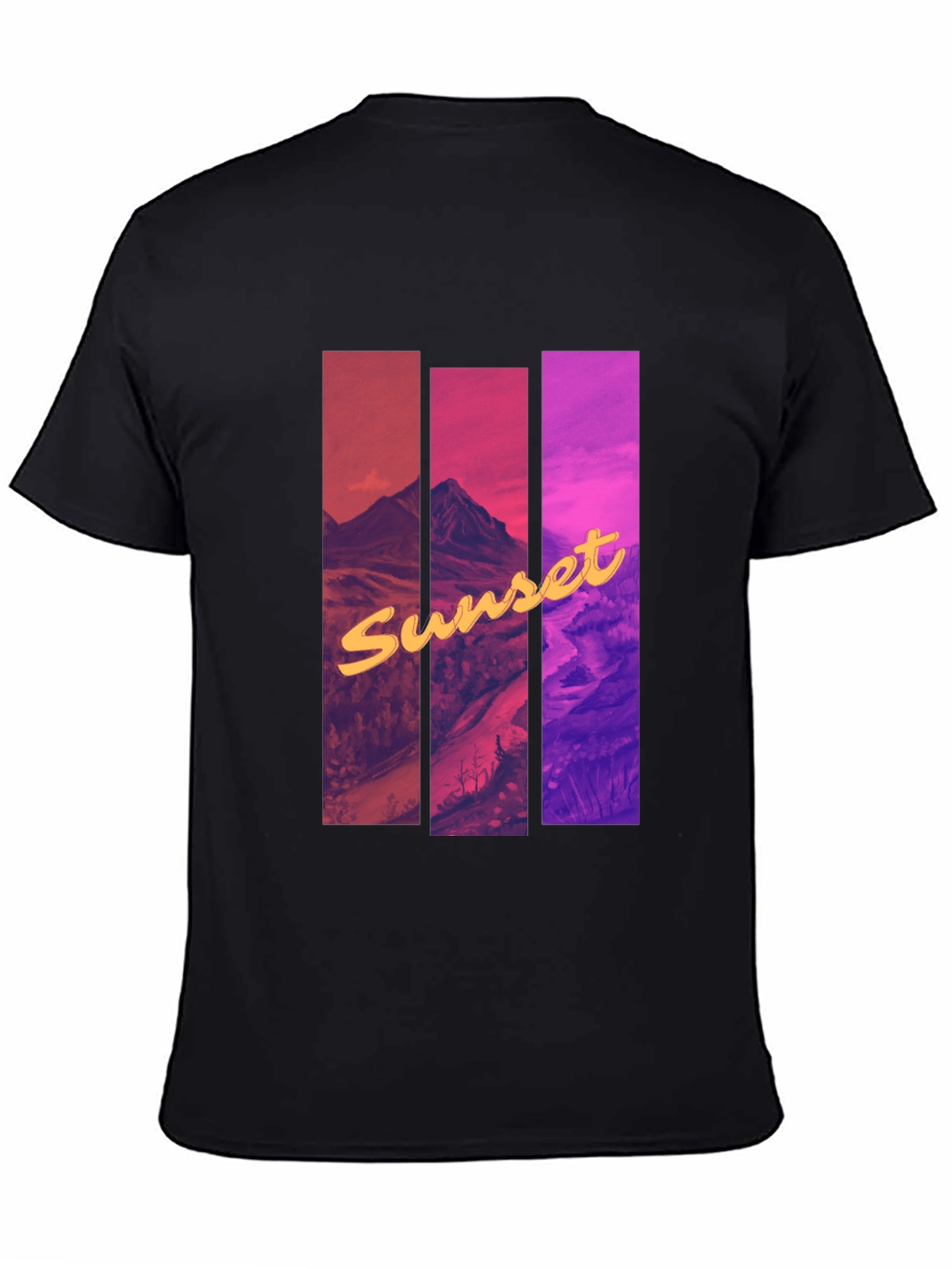 Black Sunset Mountain Graphic Tee - Black Cotton Blend view 4