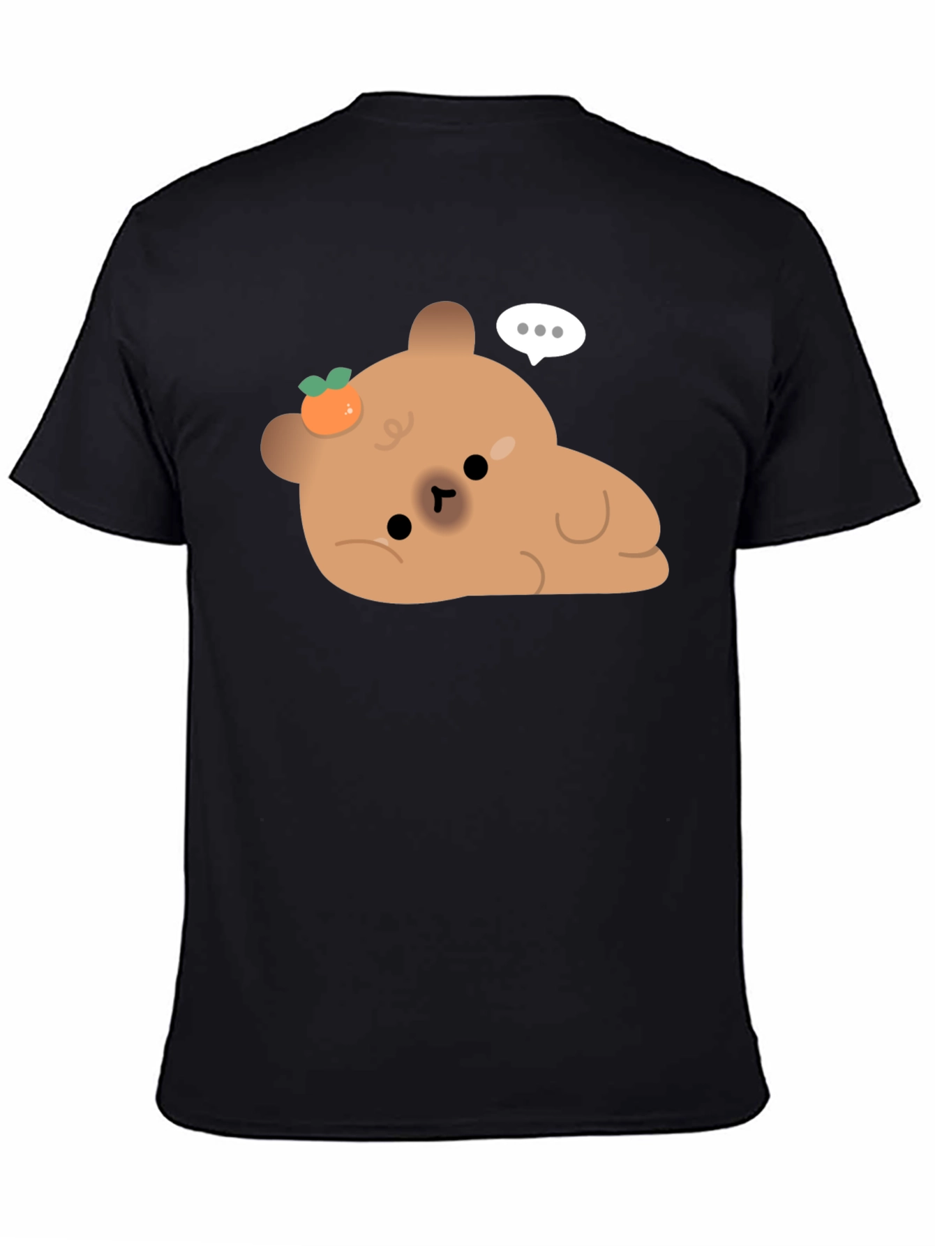 Black Cute Bear with Tangerine T-Shirt view 4